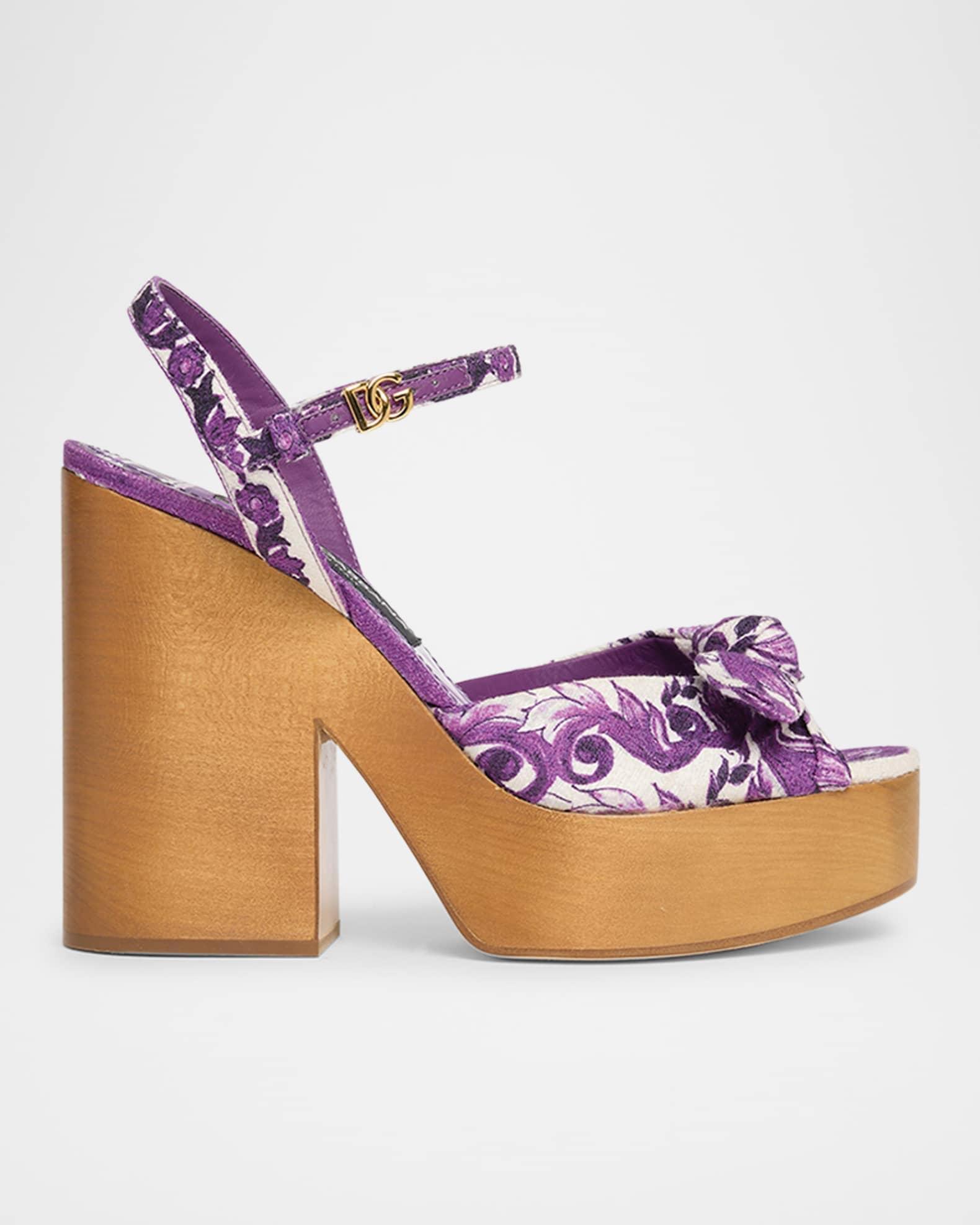 Maiolica Printed Knot Platform Sandals Product Image