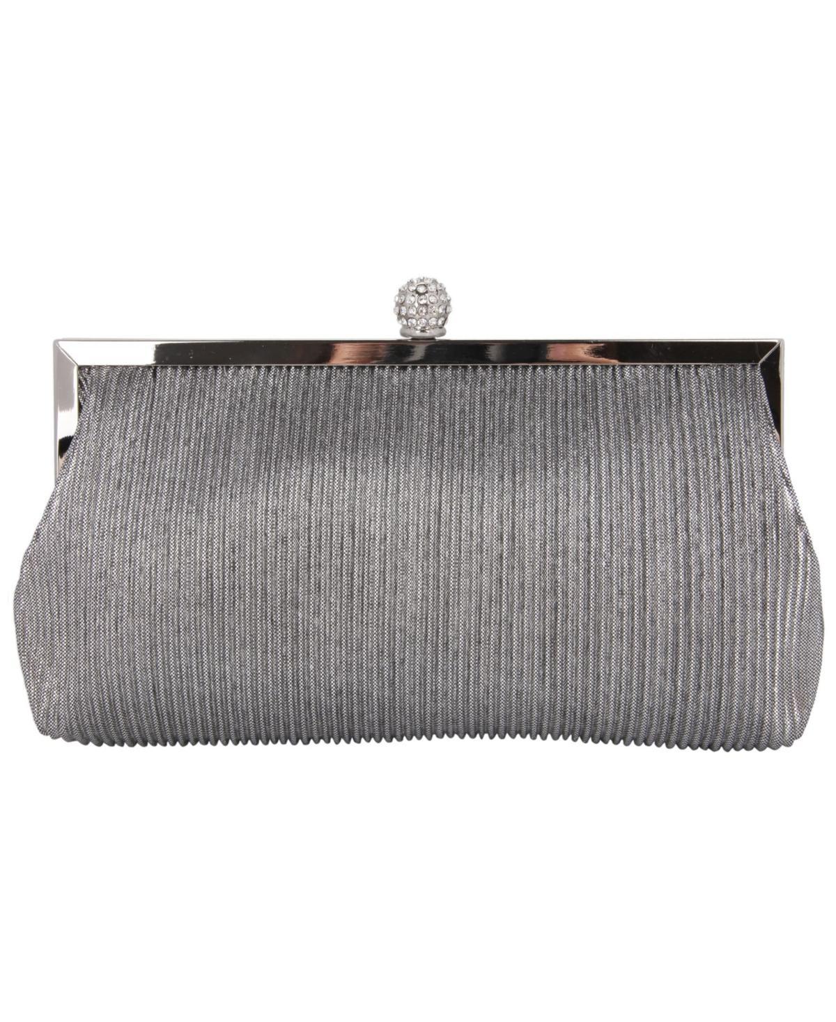 Womens Pleated Metallic Frame Clutch - Steel Product Image