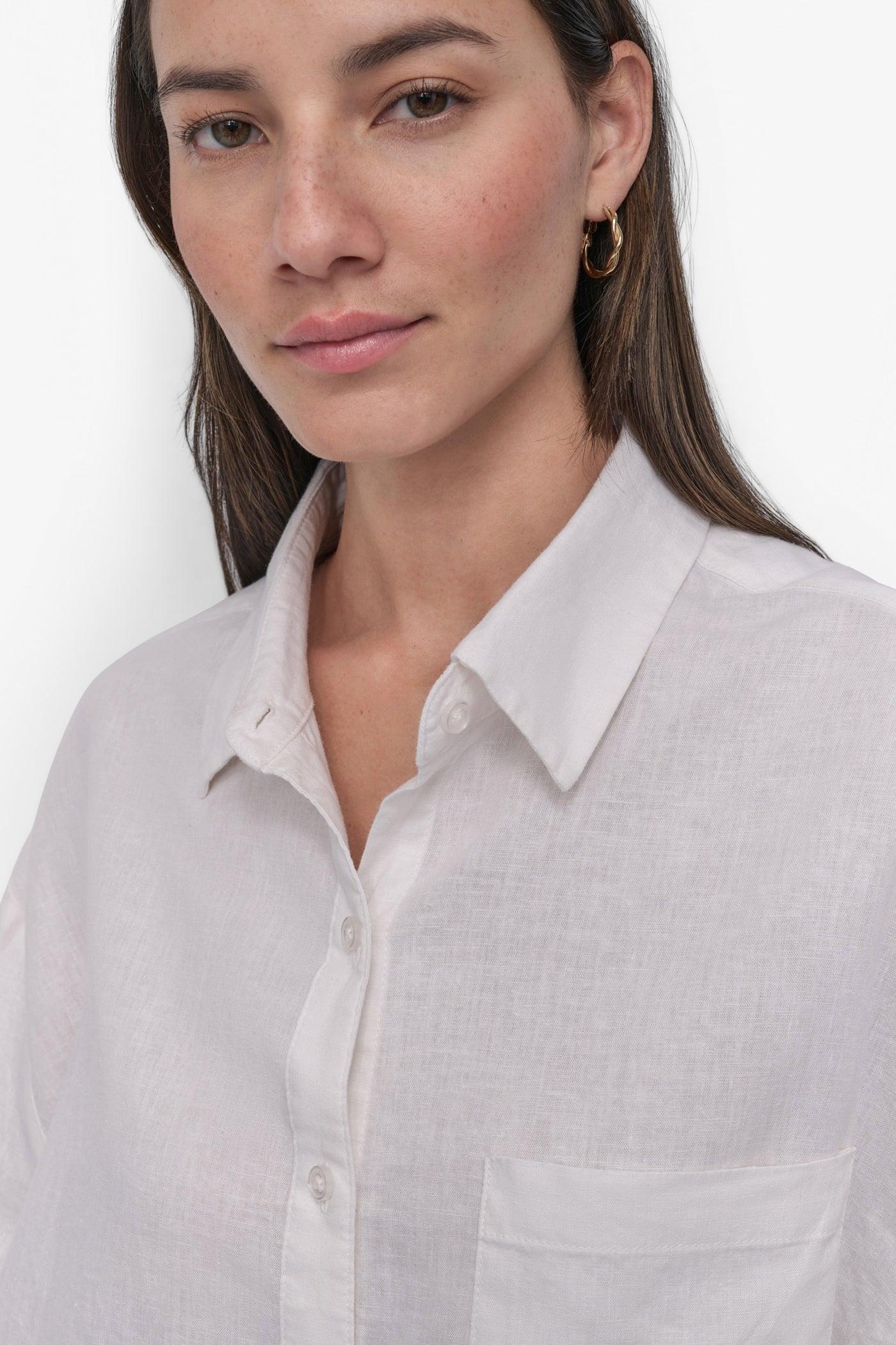 CROPPED LINEN-BLEND SHIRT Product Image