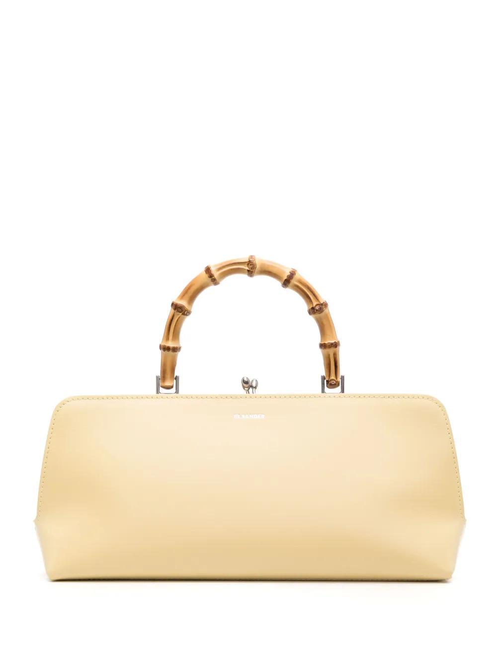 JIL SANDER Small Goji Bamboo Tote Bag In Beige Product Image