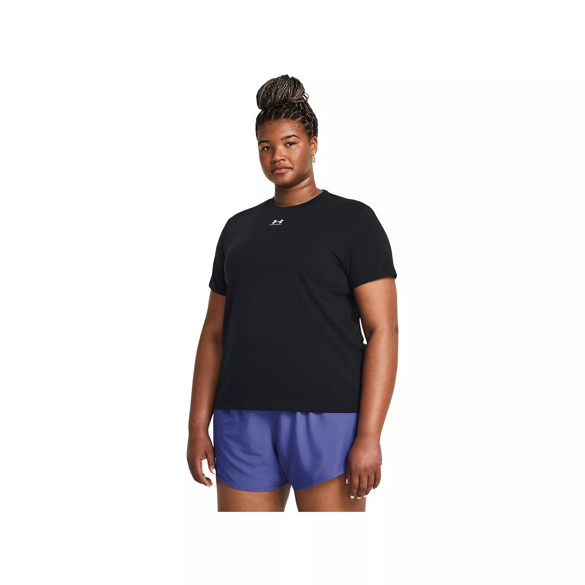 Plus Size Women's Under Armour Rival Core Short Sleeve Tee, Size: 2XL, Black Product Image