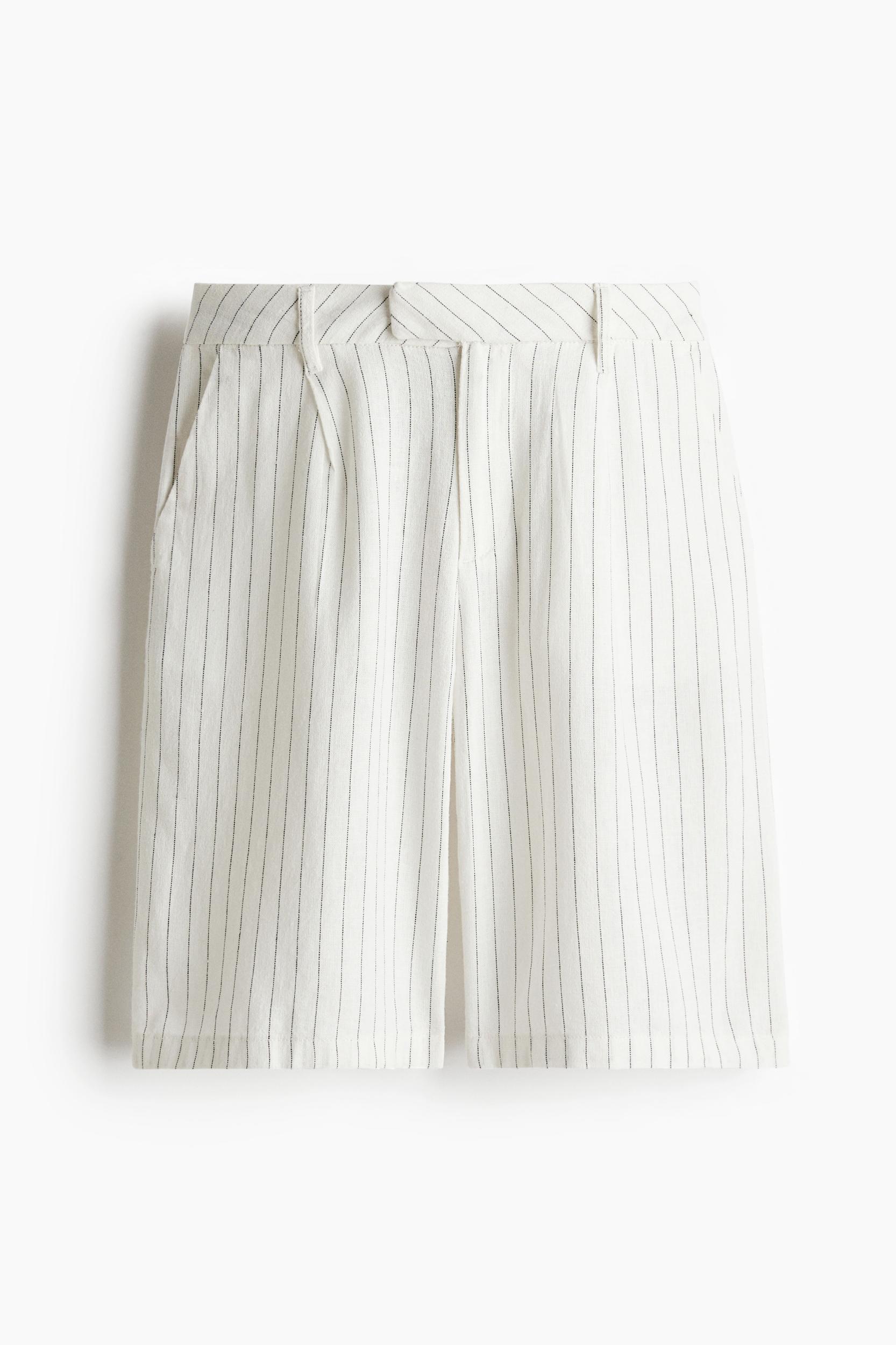 Knee-Length Linen-Blend Shorts Product Image