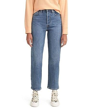 Levis Ribcage High Rise Distressed Ankle Straight Jeans Product Image