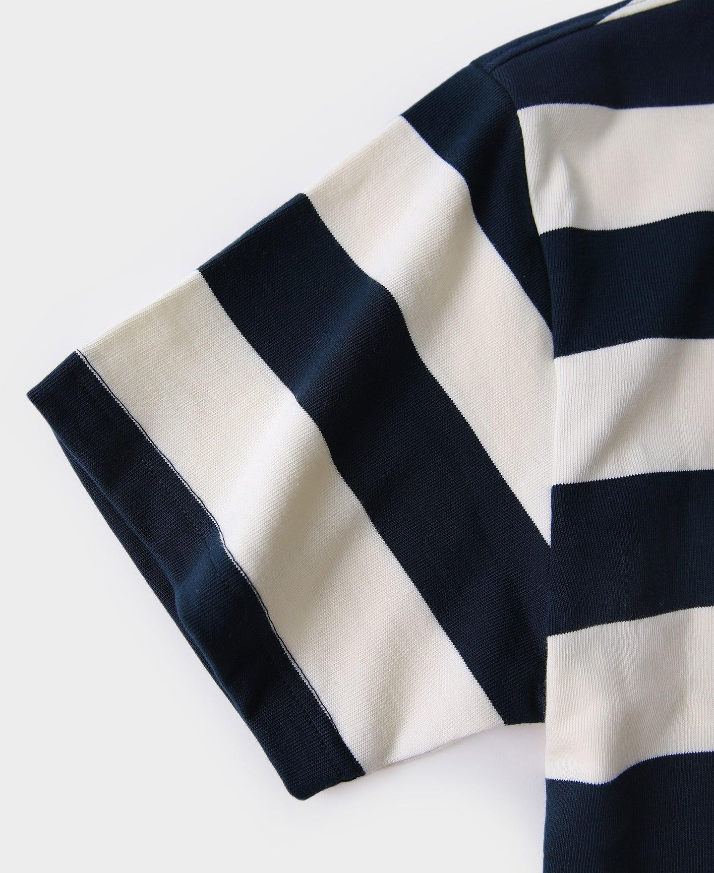 Heavyweight Cotton Wide Striped T-Shirt - Blue/White Product Image