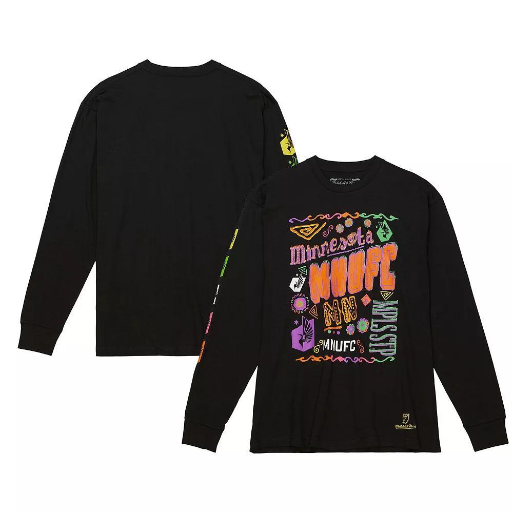 Men's Mitchell & Ness Black Minnesota United FC Papel Picado Long Sleeve T-Shirt, Size: Medium, Mfc Black Product Image