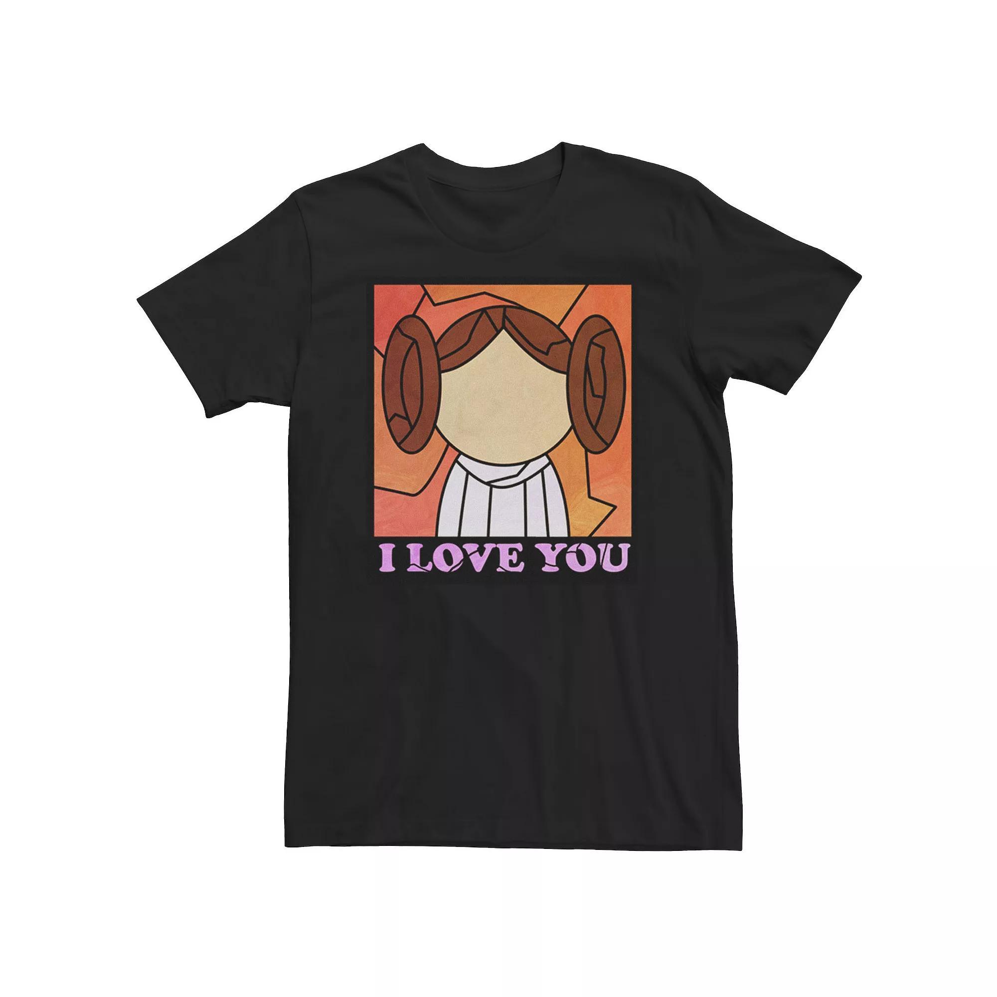 Men's Star Wars Princess Leia "I Love You" Stained Glass Graphic Tee, Size: XXL, Black Product Image