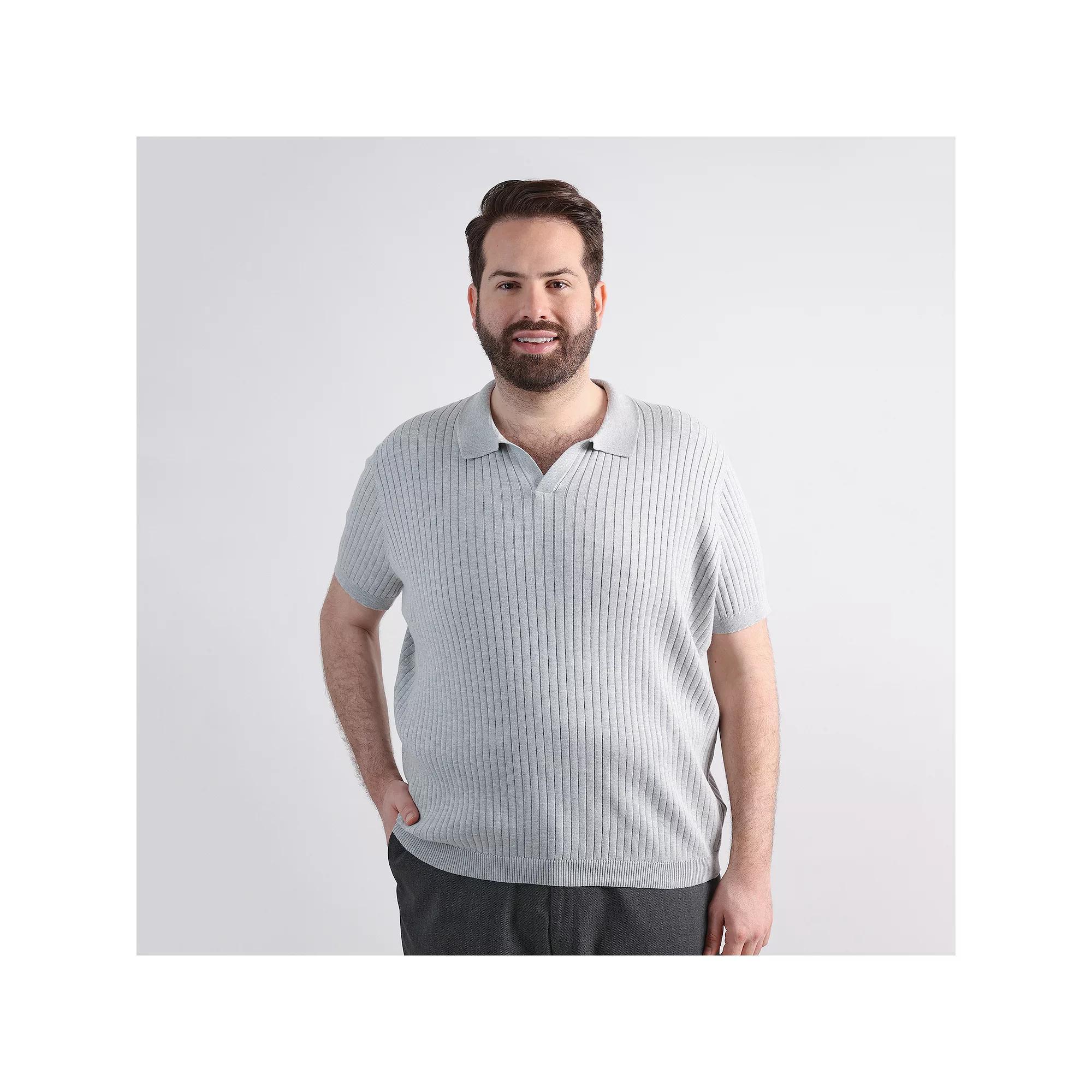 Big & Tall Haggar® Men's Johnny Collar Slim Fit Ribbed Sweater,  Product Image