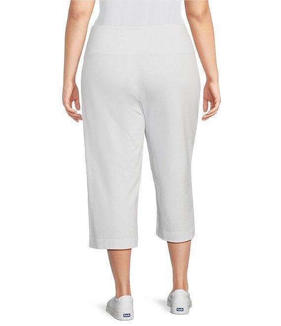 Intro Plus Size Aimee Side Button Trim Tummy Control Pull-On Capri Pants Product Image
