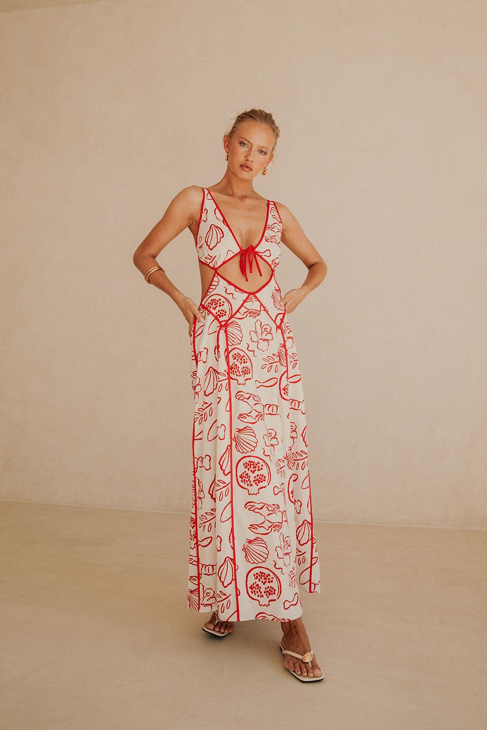 Eliska Dress - Shoreline Red Product Image