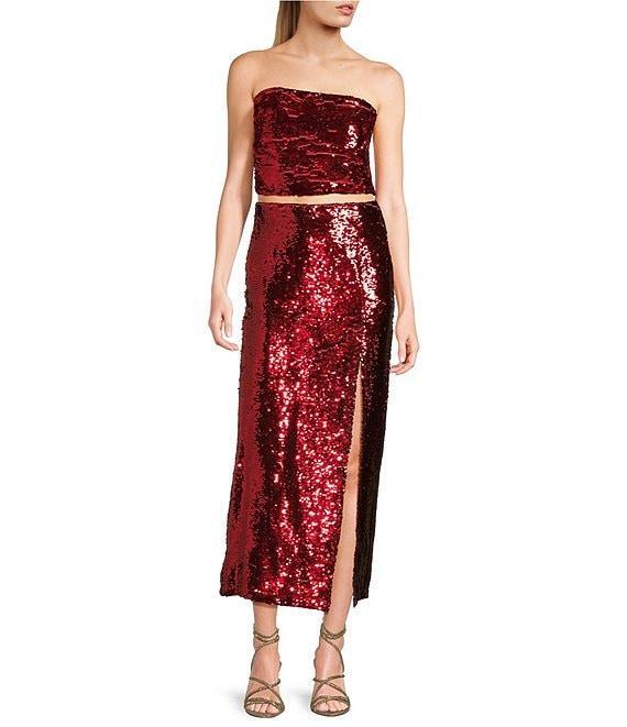 GB Midi Sequin Side Slit Coordinating Skirt Product Image