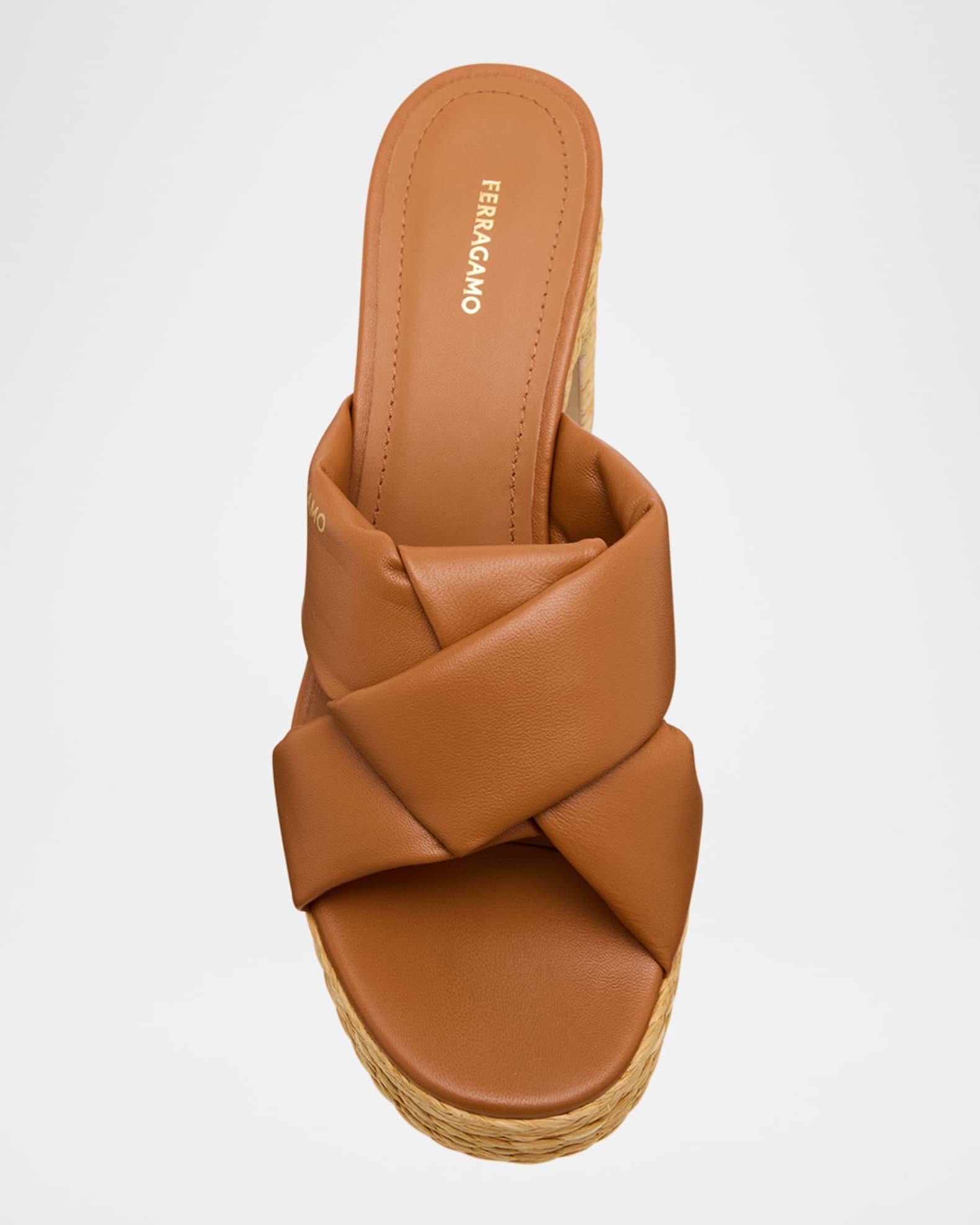 Douglas Padded Leather Raffia Platform Sandals Product Image