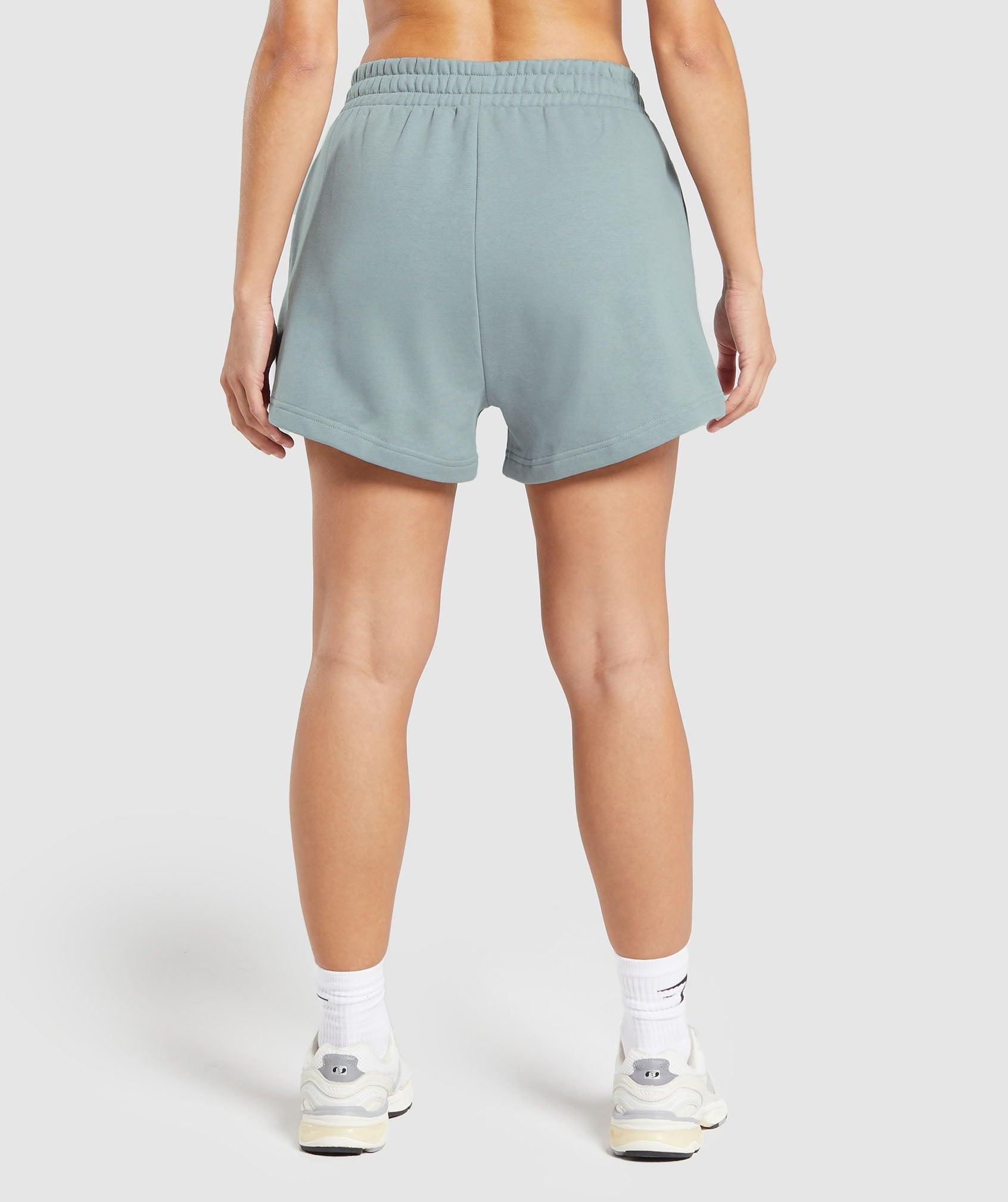 Gymshark Care Label Graphic Brushed Shorts - Denim Grey Female Product Image