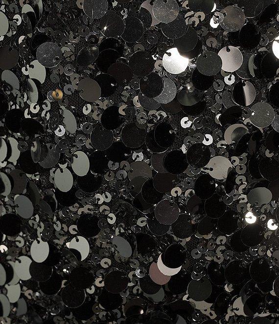 Honey and Rosie Spaghetti Strap Fitted Short Large Sequin Dress Product Image