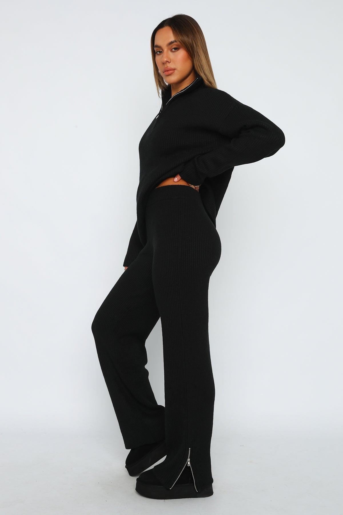 Let's Get Cosy Knit Pants Black Product Image