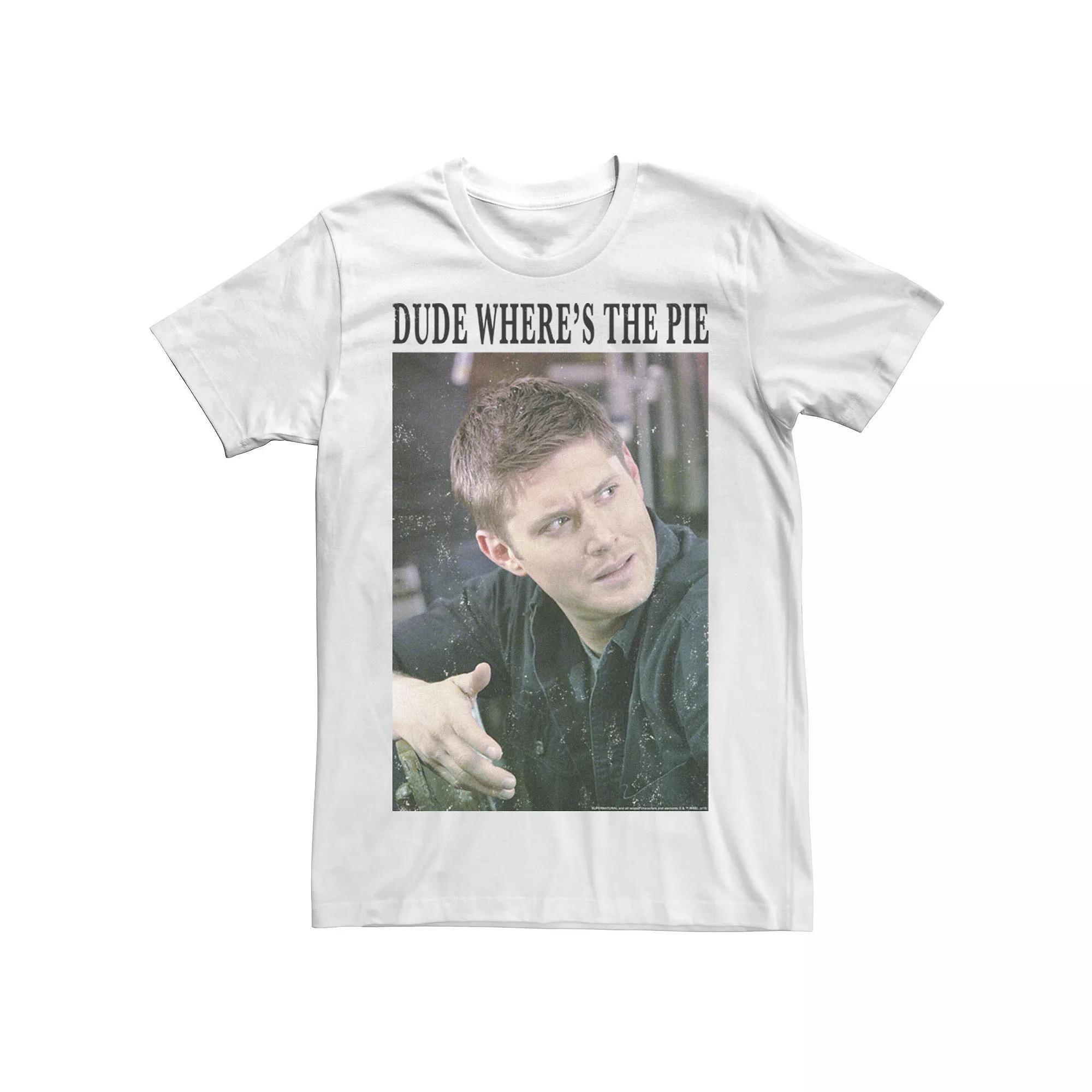 Men's Supernatural Dean Dude Where's The Pie Portrait Tee, Size: XL, White Product Image