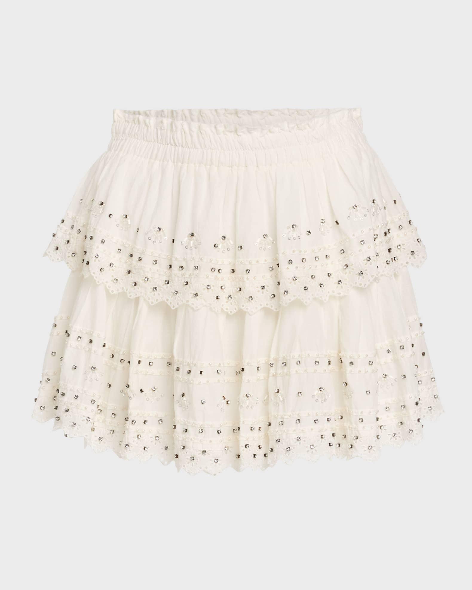 Embellished Ruffle Mini Skirt Product Image