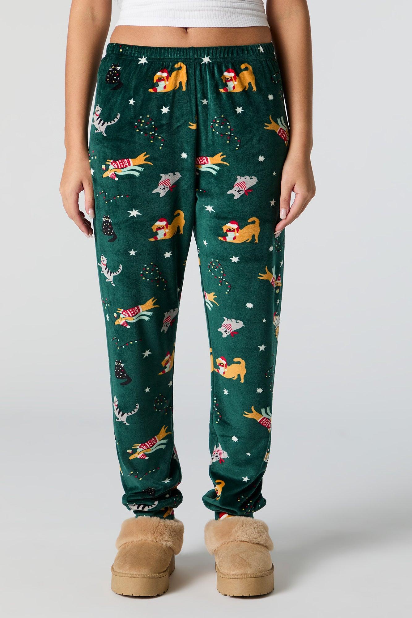 Christmas Print Velour Pajama Jogger Female Product Image