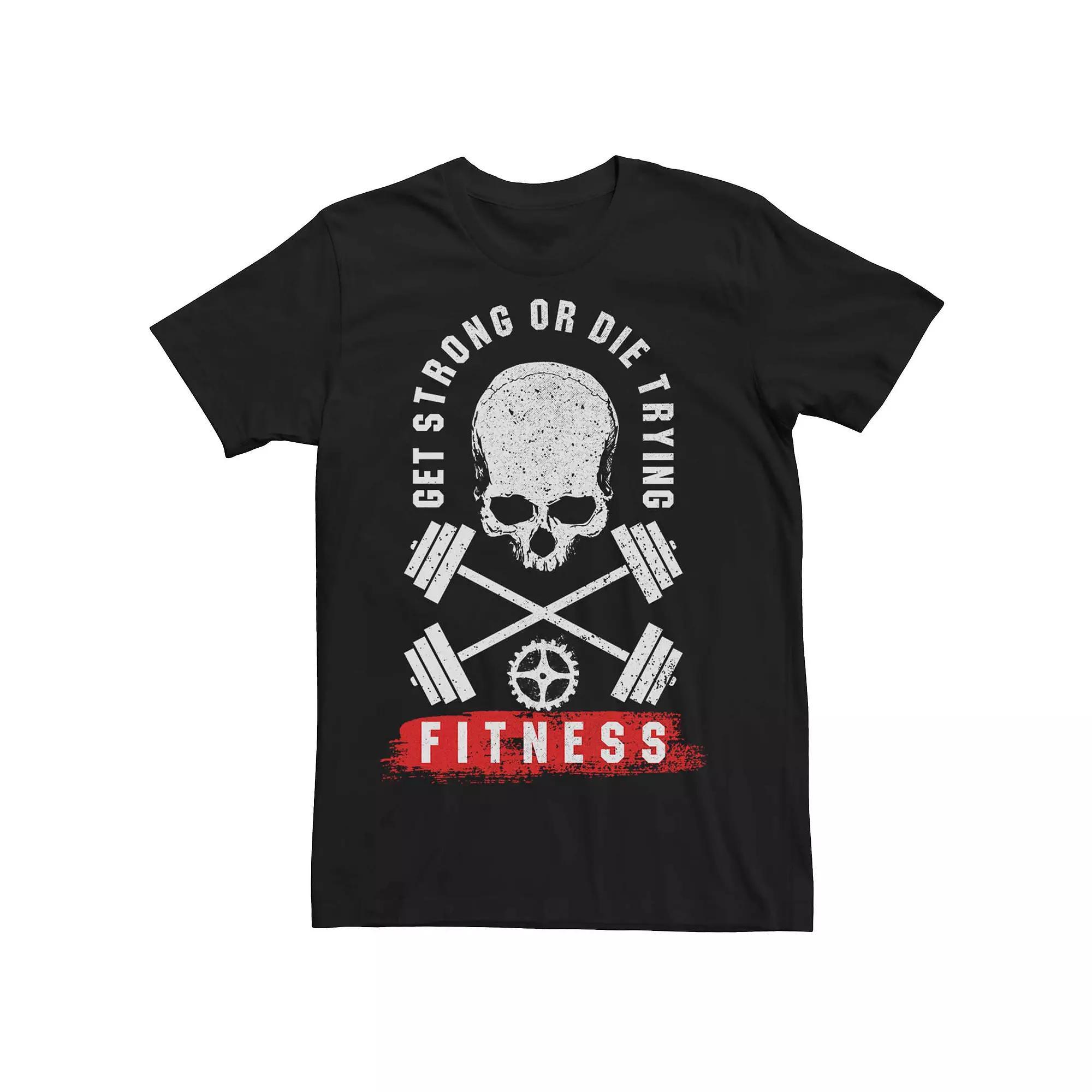 Men's Get Strong Or Die Trying Skull Graphic Tee, Size: XL, Black Product Image