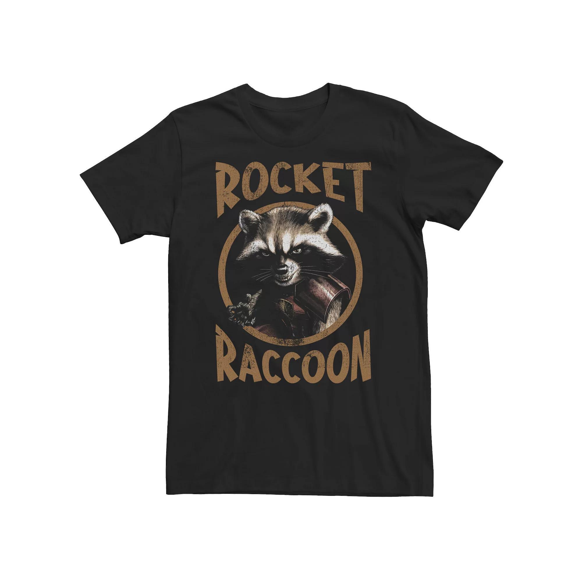 Big & Tall Marvel Guardians Of The Galaxy Rocket Raccoon Circle Portrait Tee, Men's, Size: Large Tall, Black Product Image