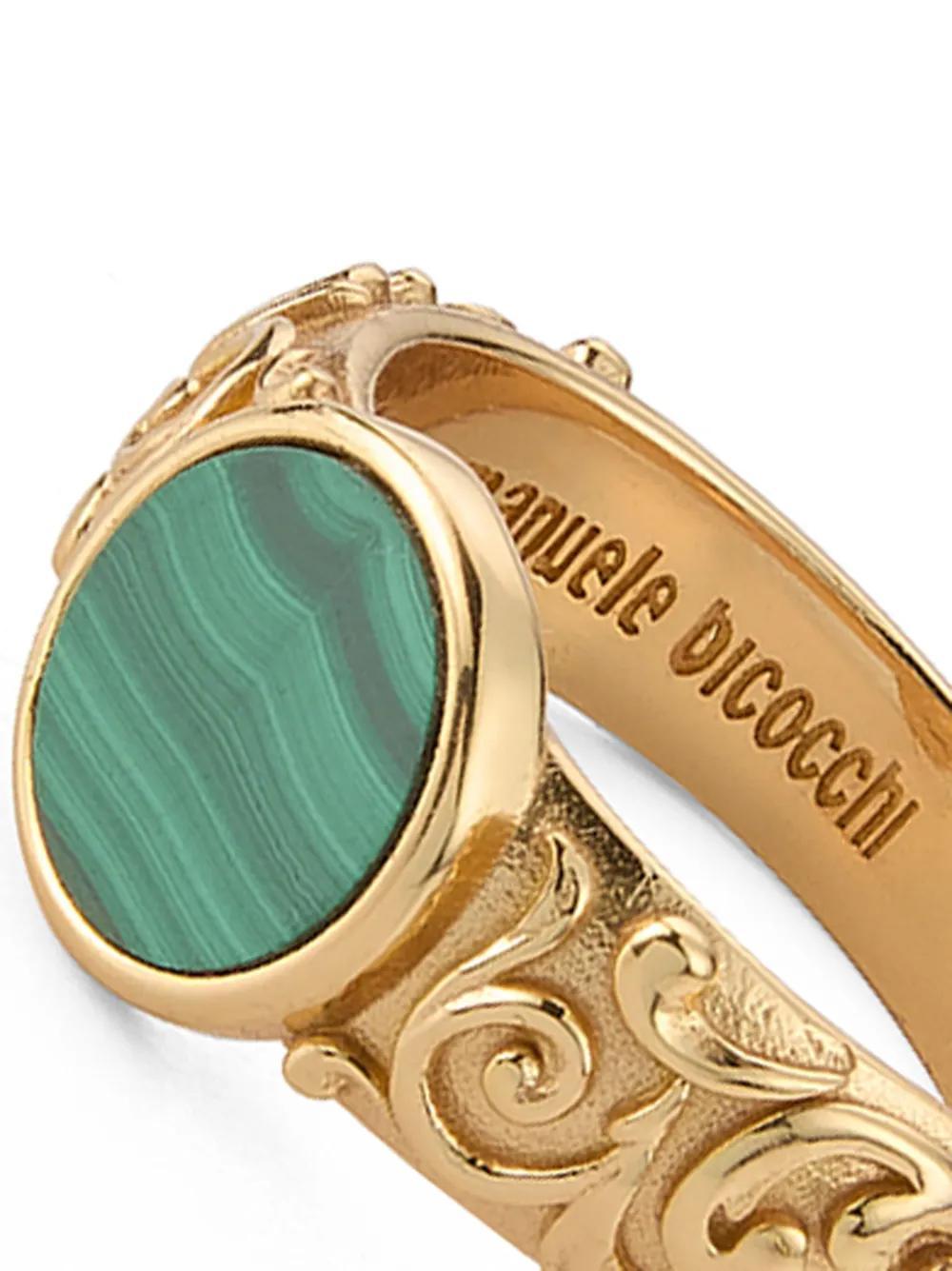 EMANUELE BICOCCHI Arabesque Malachite Ring In Gold Product Image