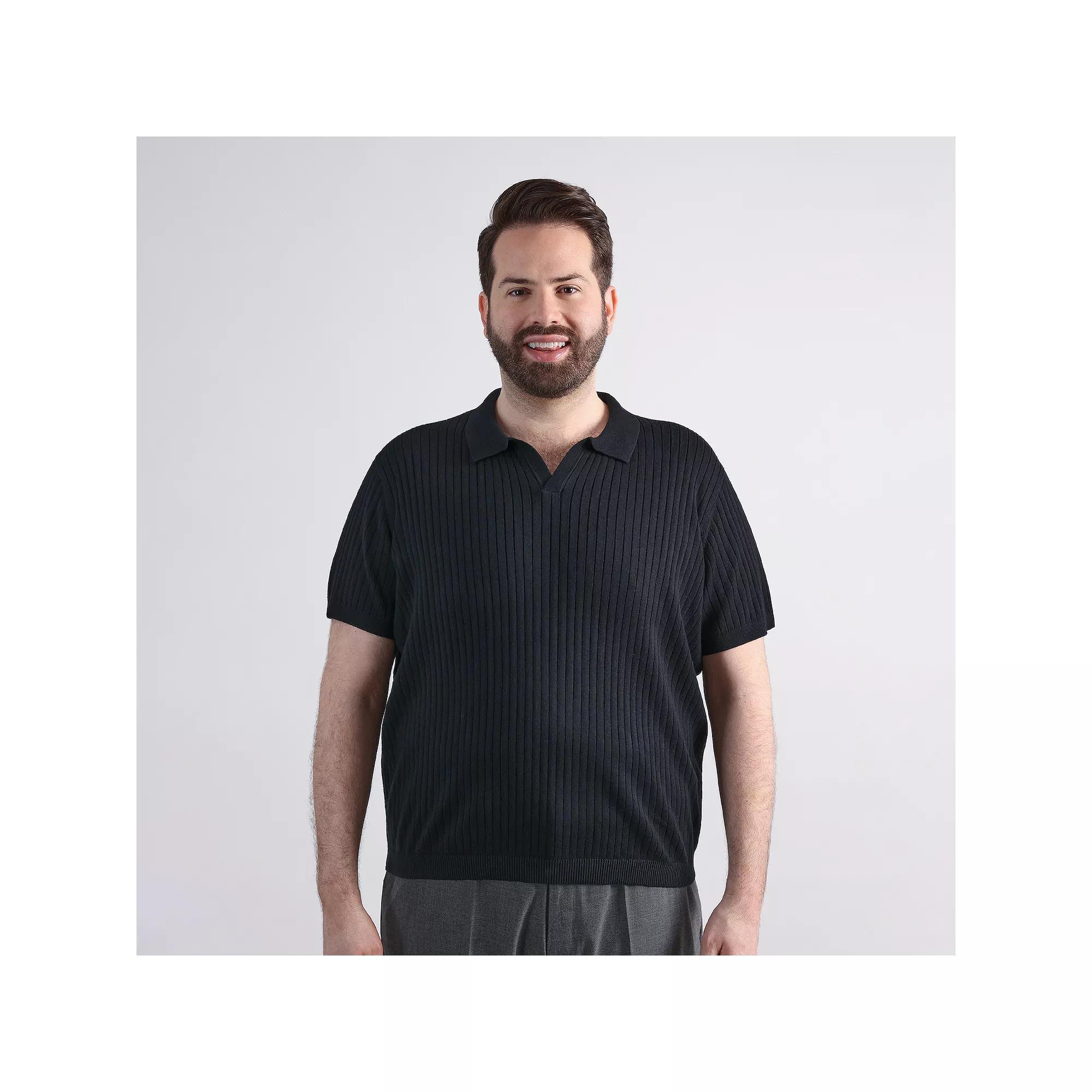 Big & Tall Haggar® Men's Johnny Collar Slim Fit Ribbed Sweater,  Product Image