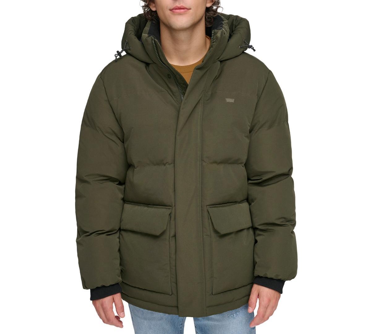 Men's Levi's® Heavyweight Hooded Puffer Parka Coat, Size: Large, Blue Product Image