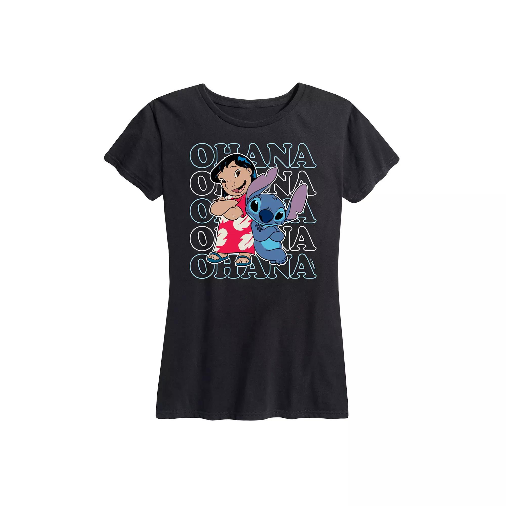 Disney's Lilo & Stitch Women's Ohana Repeated Graphic Tee,  Product Image