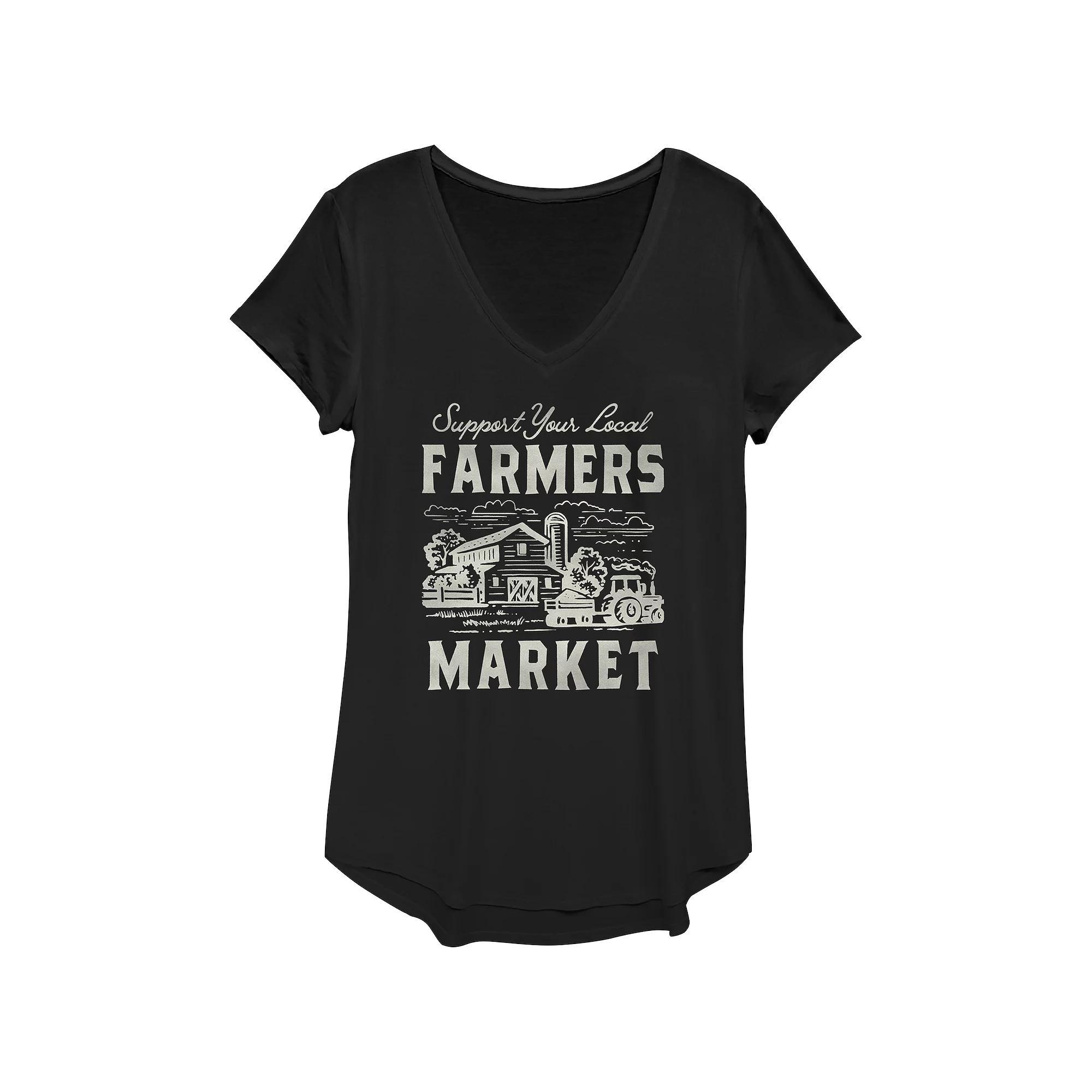 Women's Support Your Local Farmers Market Graphic Tee, Girl's, Size: XS, Black Product Image