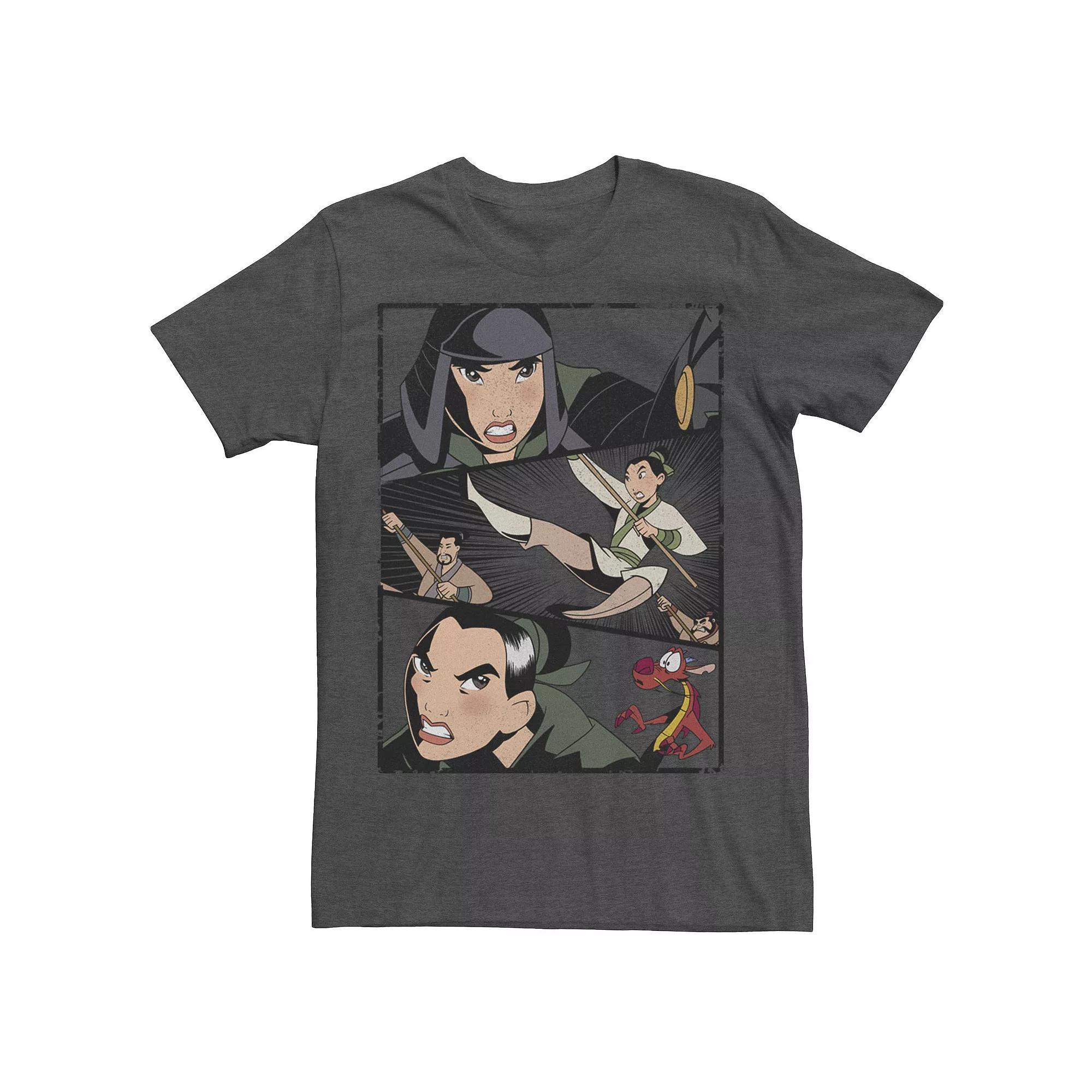 Mens Disneys Mulan Angry Warrior Princess Panel Tee Grey Heather Product Image
