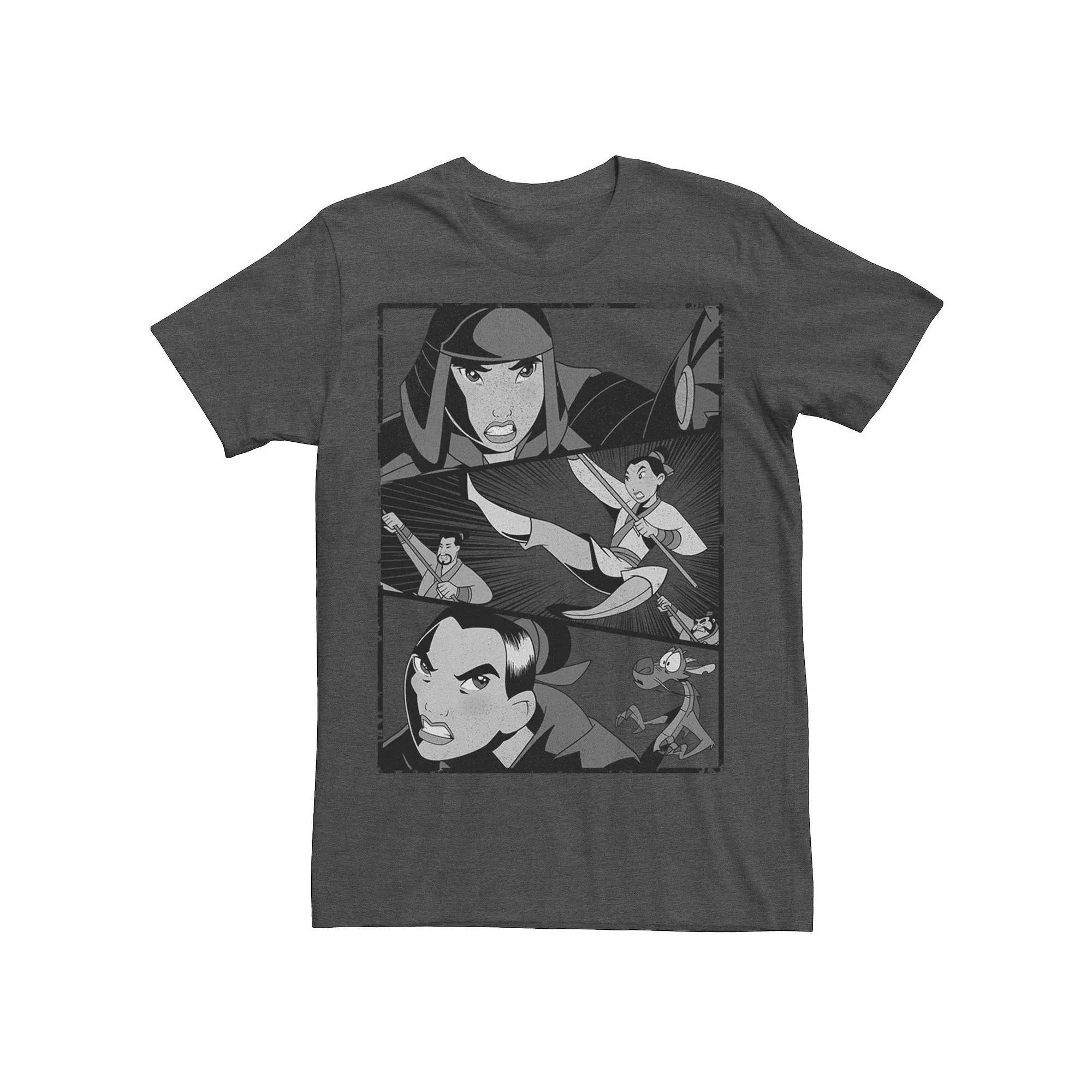 Mens Disneys Mulan Angry Warrior Princess Panel Tee Grey Heather Product Image