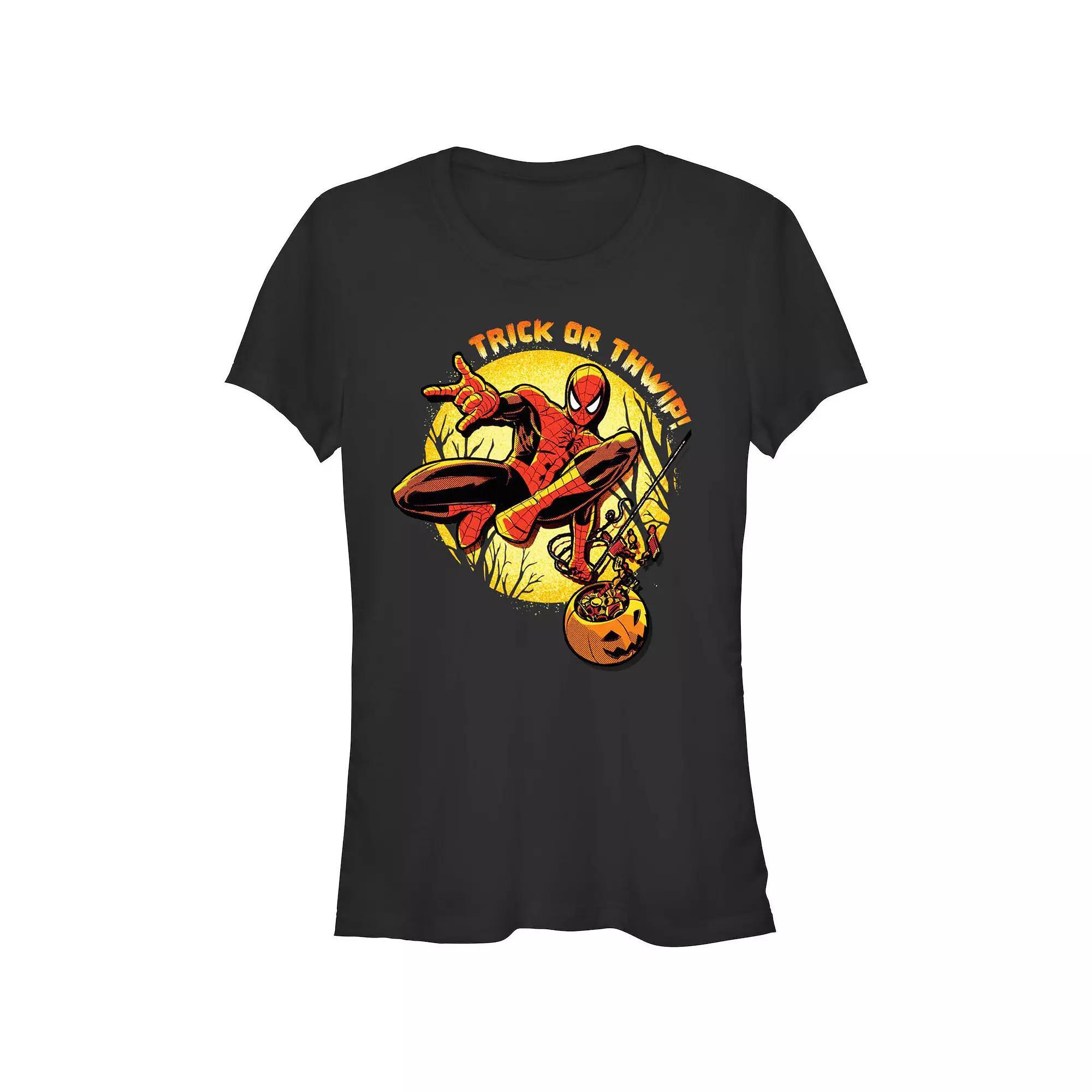 Juniors' Marvel Spider-Man Trick Or Thwip Fitted Graphic Tee, Girl's,  Product Image