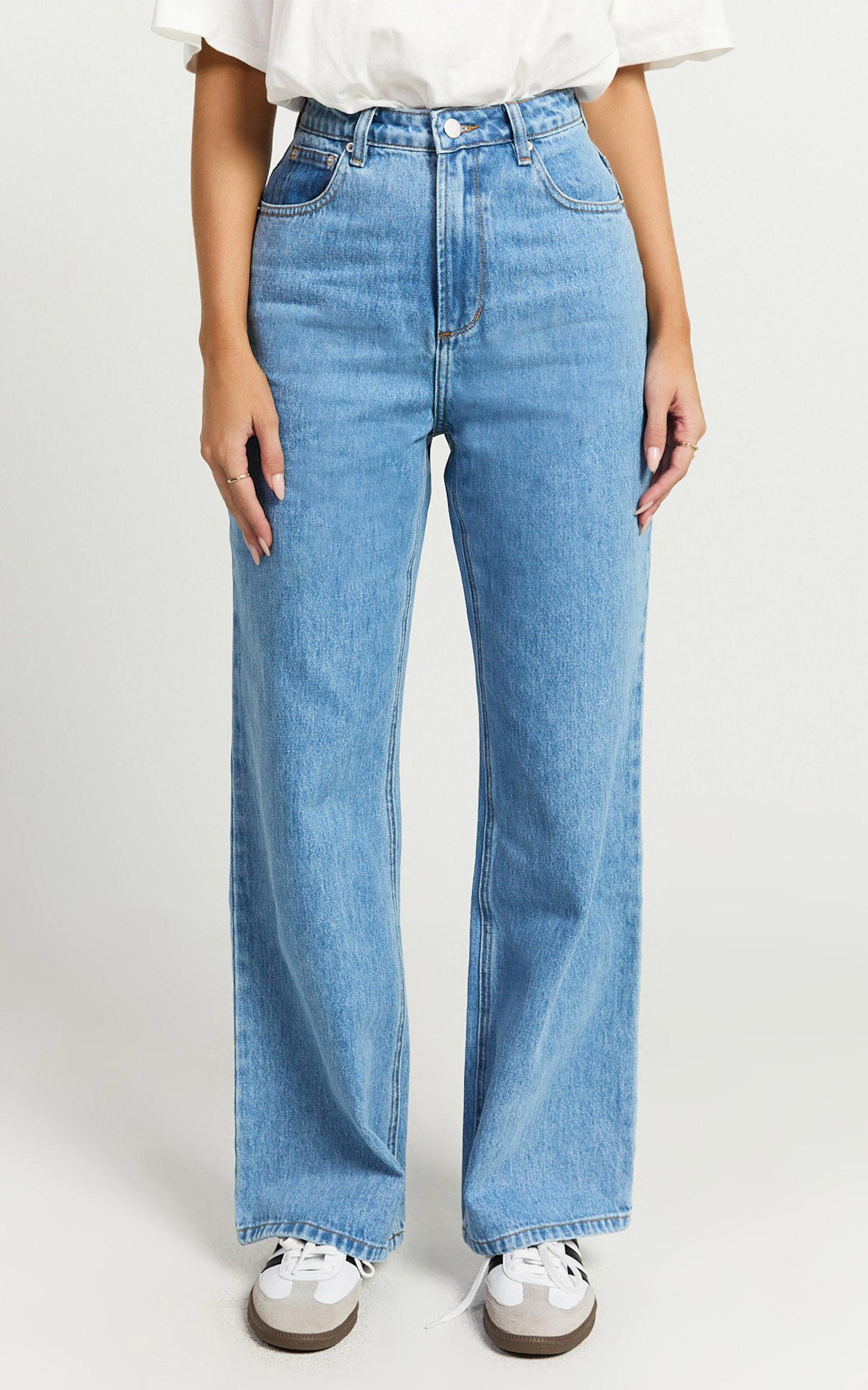 Cole Jeans - High Waist Relaxed Wide Leg Recycled Denim Jeans in Mid Blue Wash Product Image