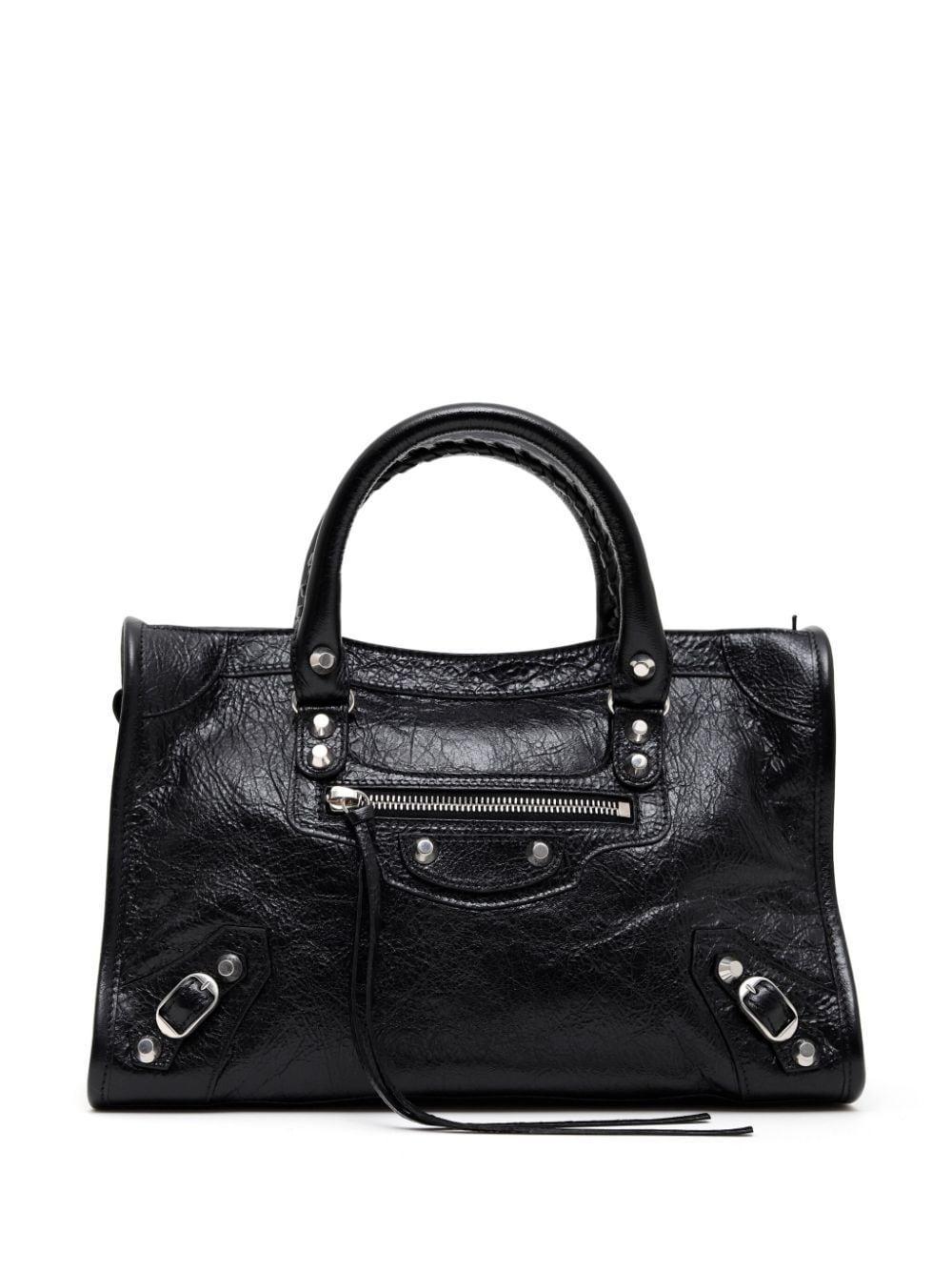 Small Le City Leather Tote Bag In Black Product Image