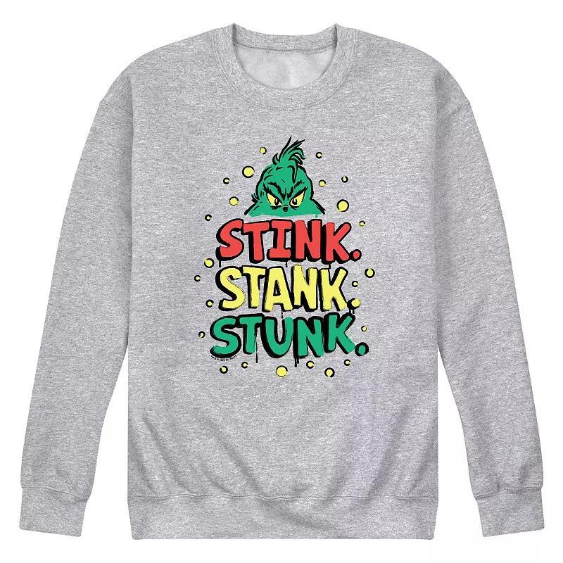 Men's Dr. Seuss The Grinch Stink Stank Stunk Fleece Sweatshirt, Size: XXL, Grey Gray Product Image