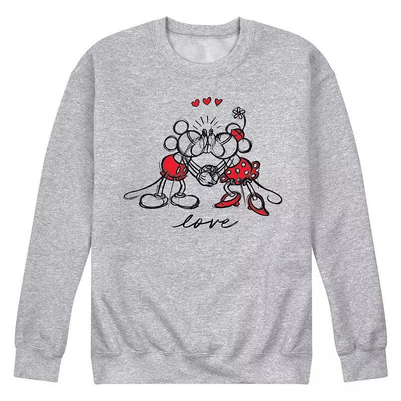 Disney's Mickey Minnie Sketch Men's Fleece Sweatshirt, Size: Large, Gray Product Image