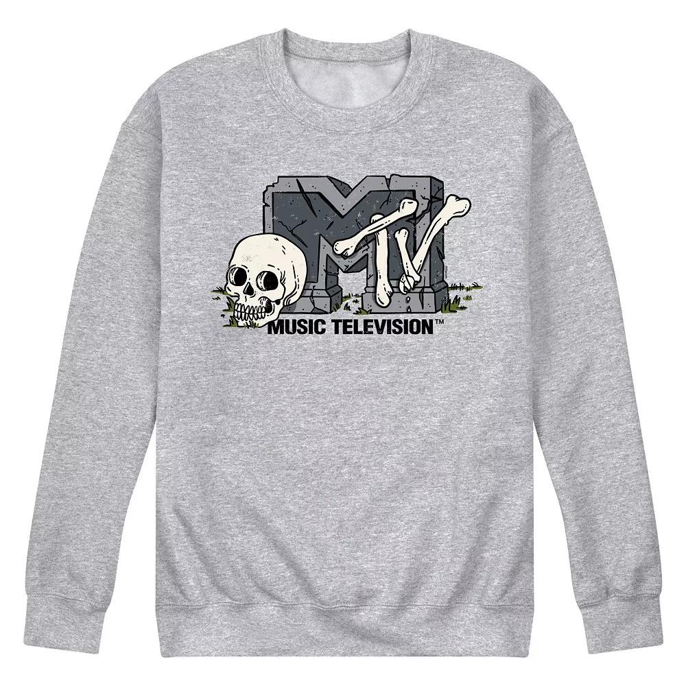 Mens MTV Grave & Skull Head Fleece Sweatshirt Athletic Grey Product Image