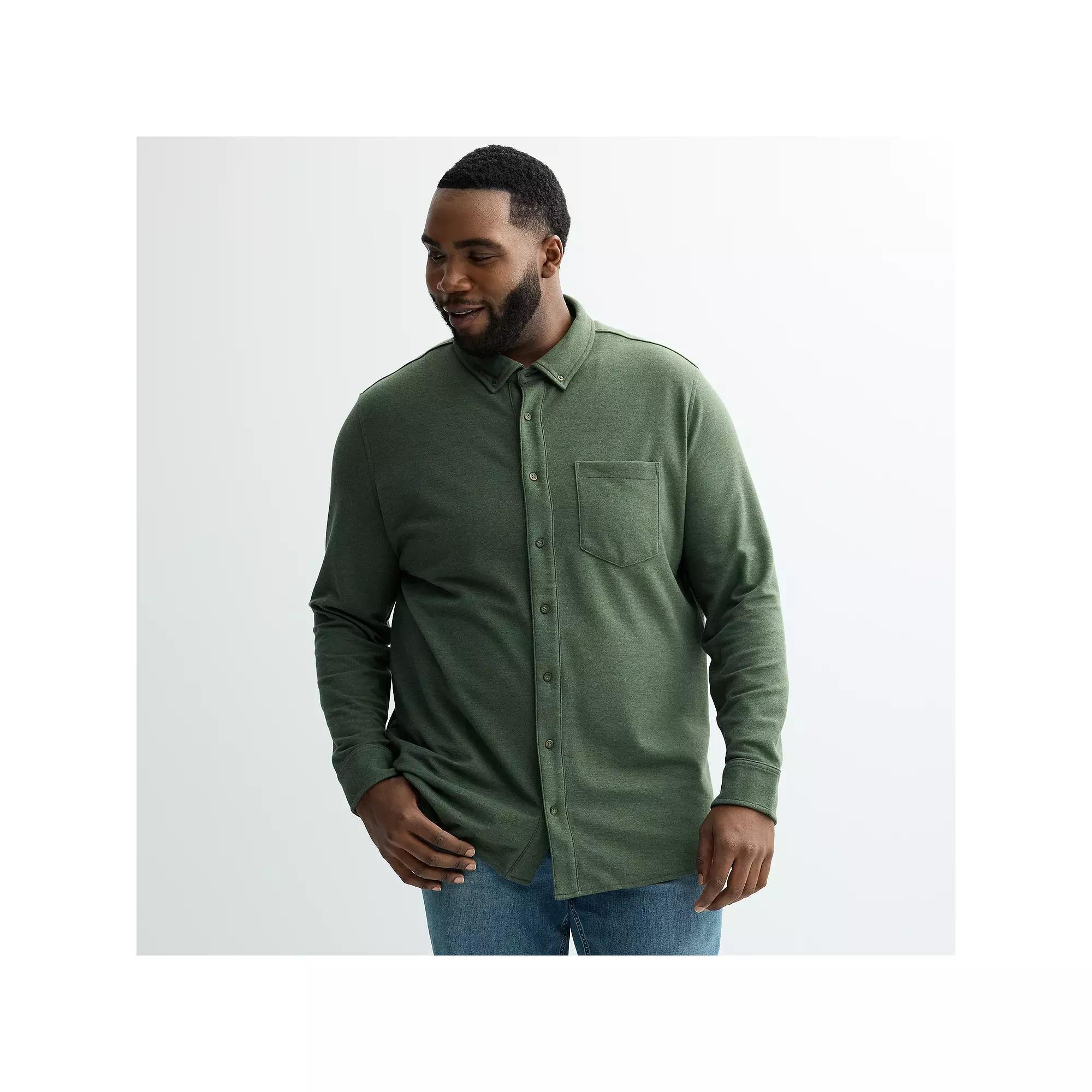 Big & Tall Sonoma Goods For Life® Everyday Long Sleeve Knit Button-Down Shirt, Men's, Size: 2XB, Green Product Image