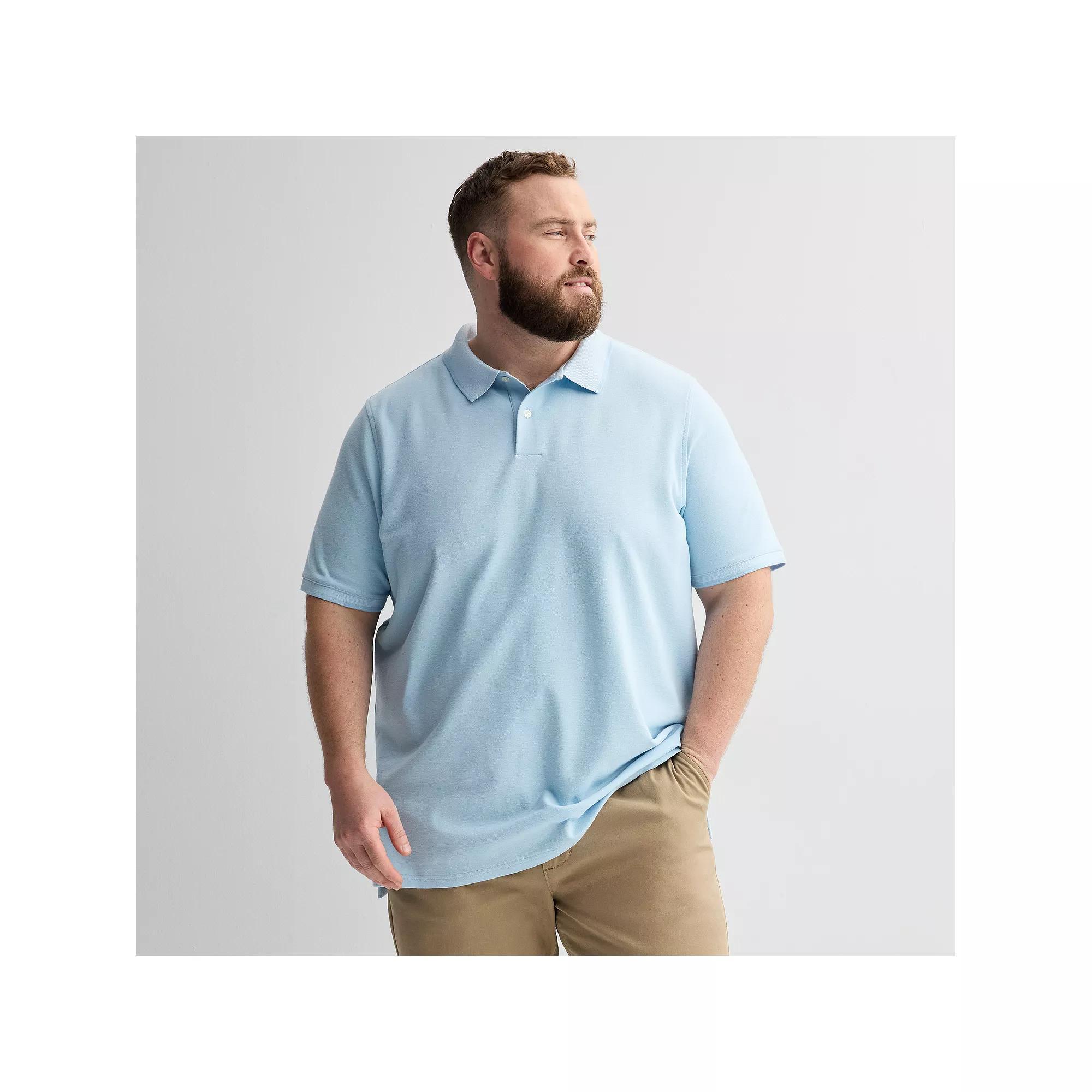 Big & Tall Sonoma Goods For Life® The Essential Solid Pique Polo, Men's, Size: XXL Tall, Light Blue Tipped Product Image