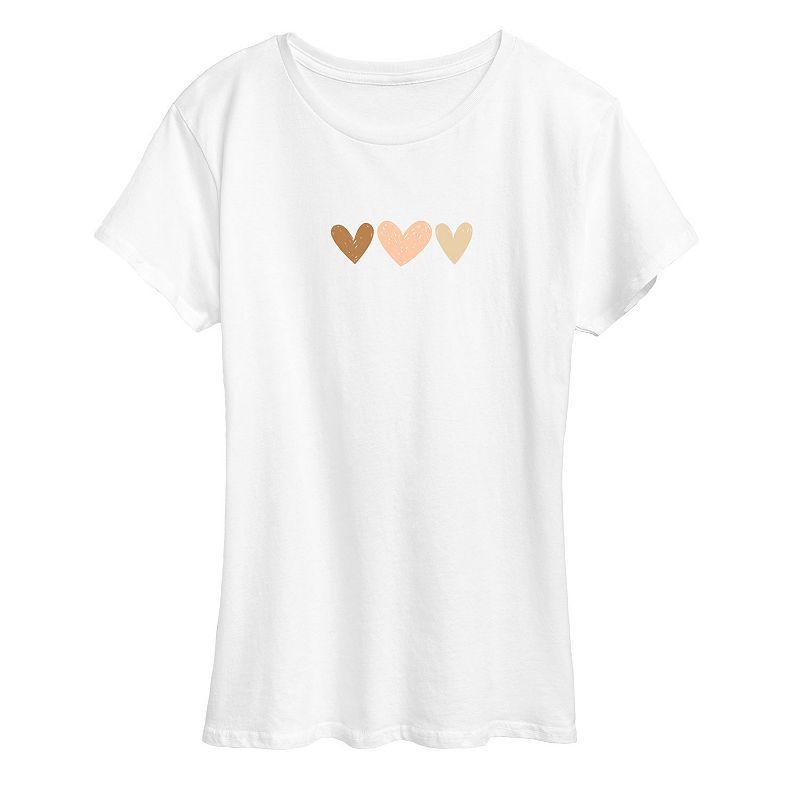 Plus Sketchy Hearts Graphic Tee, Women's, Size: 4XL, White Product Image