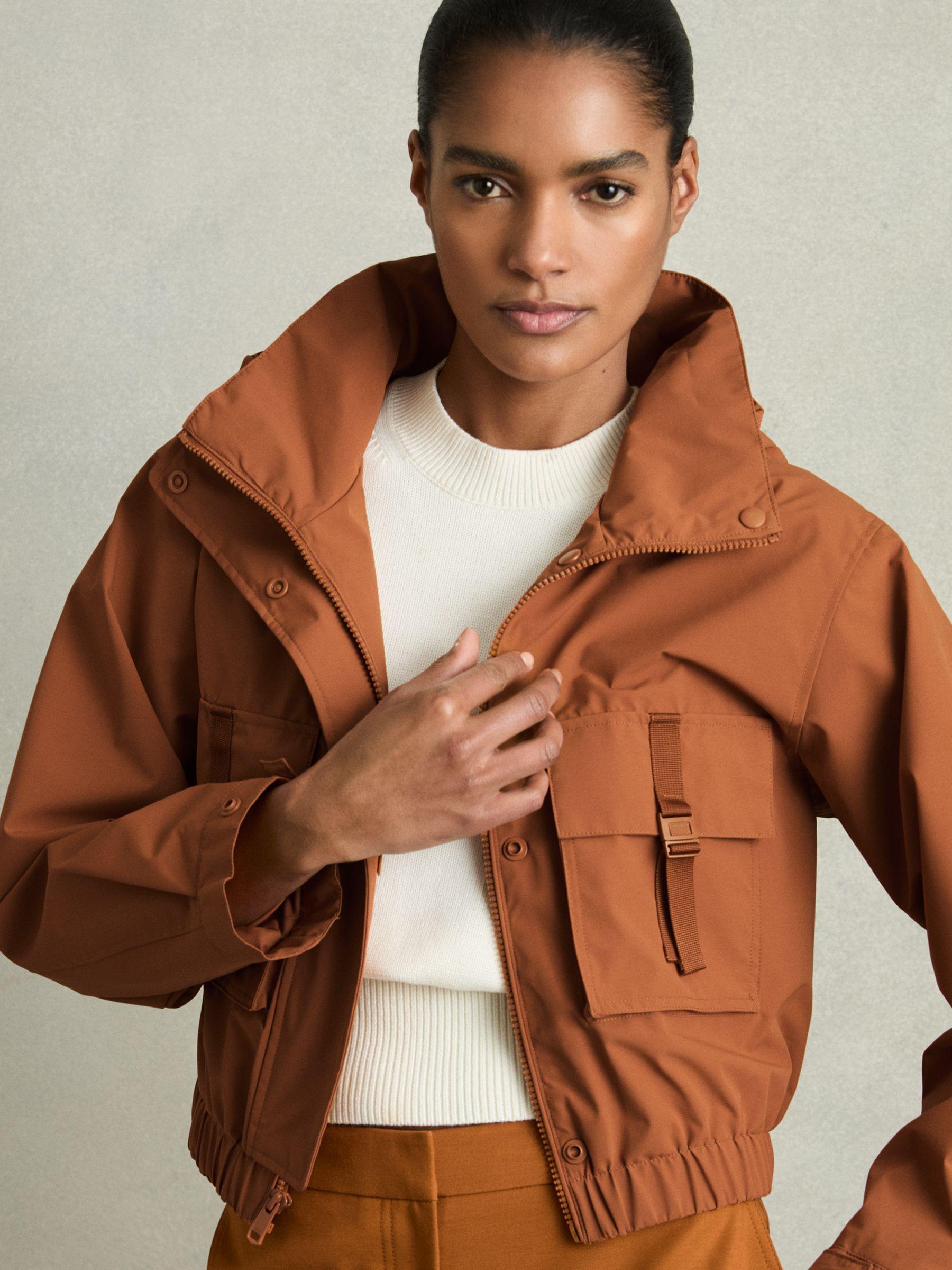 Technical Hooded Utility Jacket in Rust Product Image