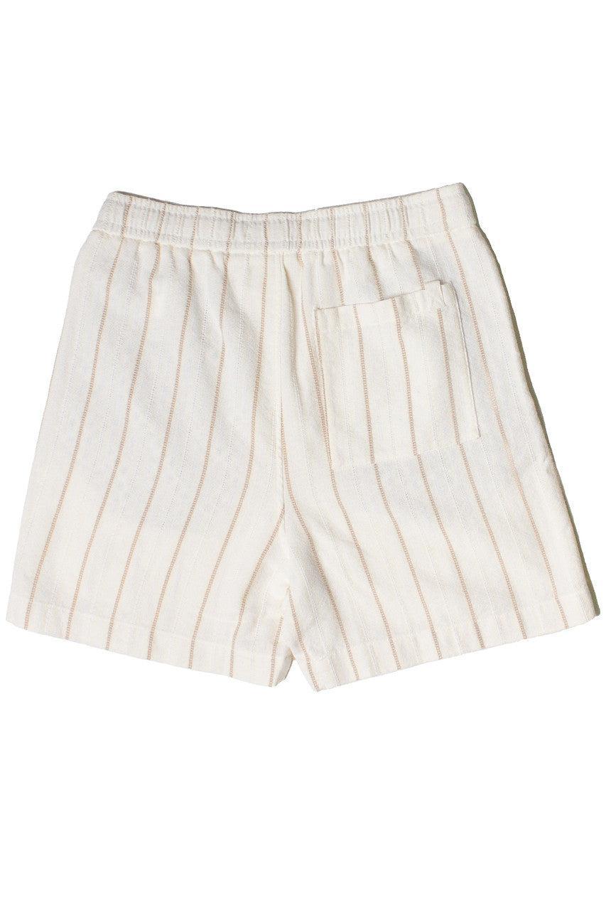 Khaki & White Striped Textured Shorts Product Image