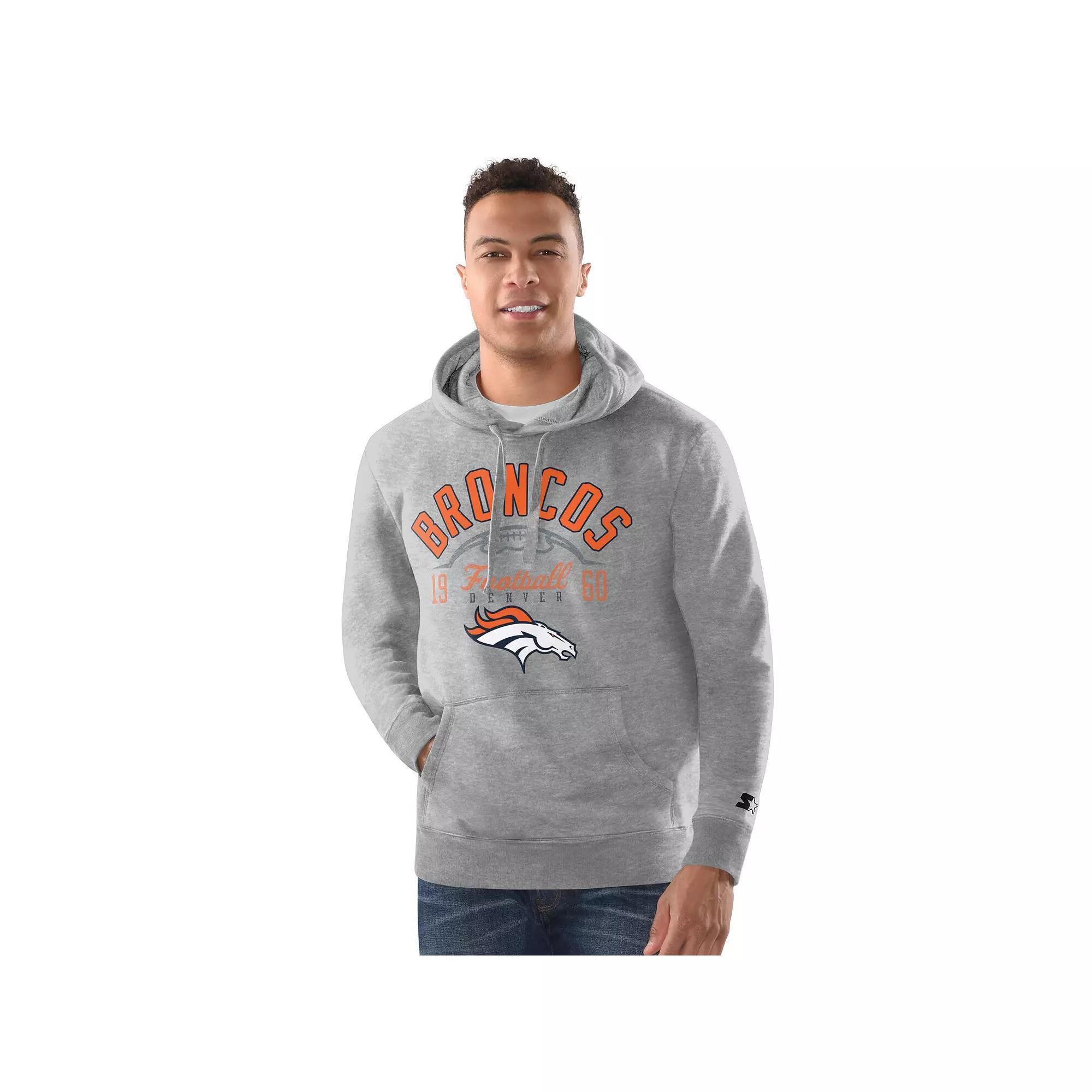 Men's Starter Heather Gray Denver Broncos Pullover Hoodie,  Product Image