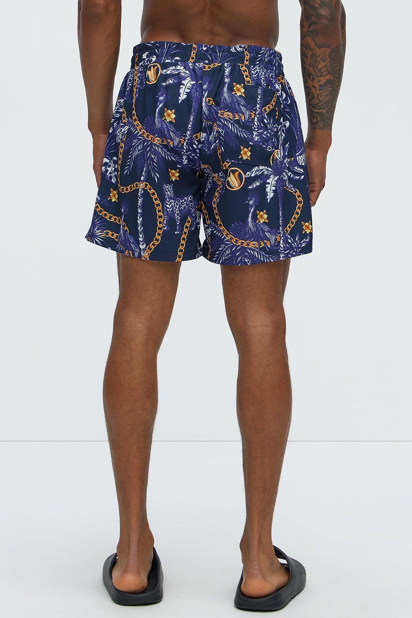 Chain Link Swim Mid Trunk - Navy/combo Product Image