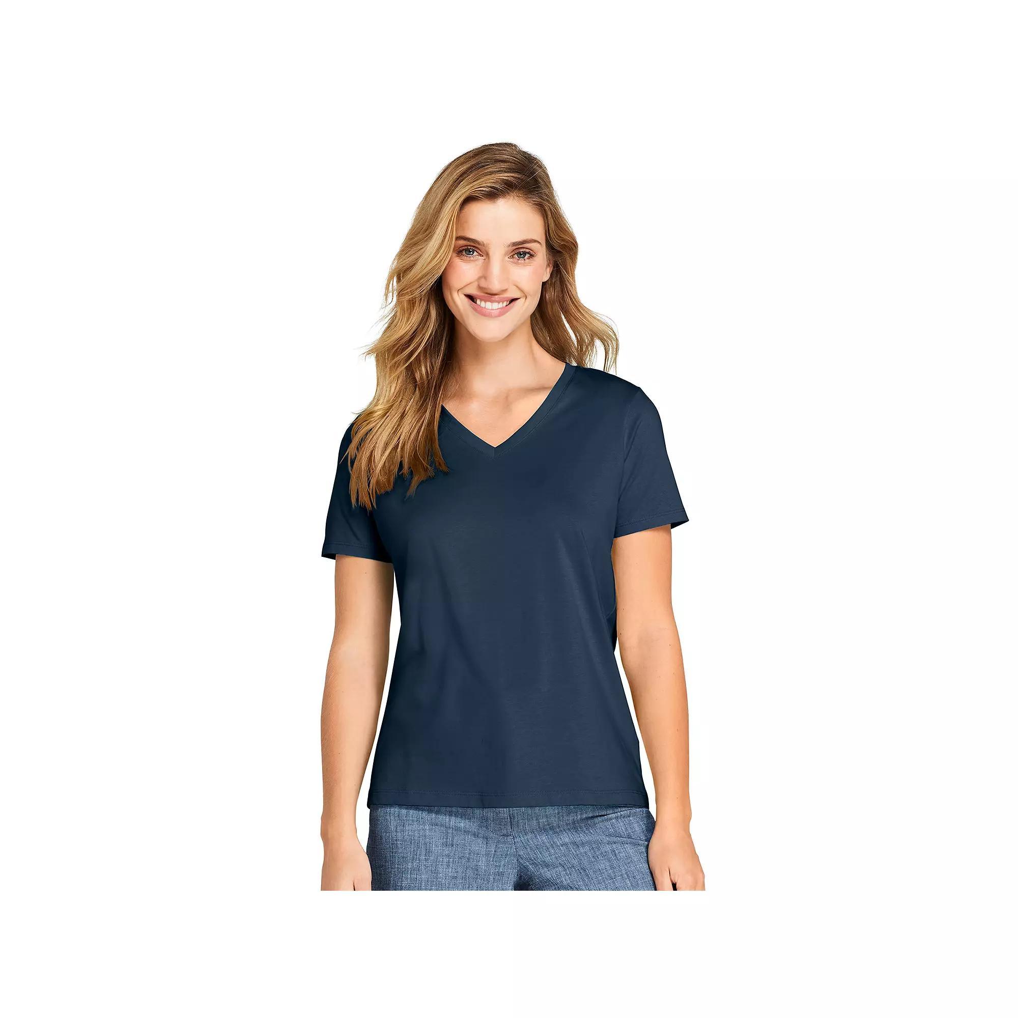 Petite Lands' End Relaxed-Fit Supima Cotton V-Neck Tee, Women's,  Product Image