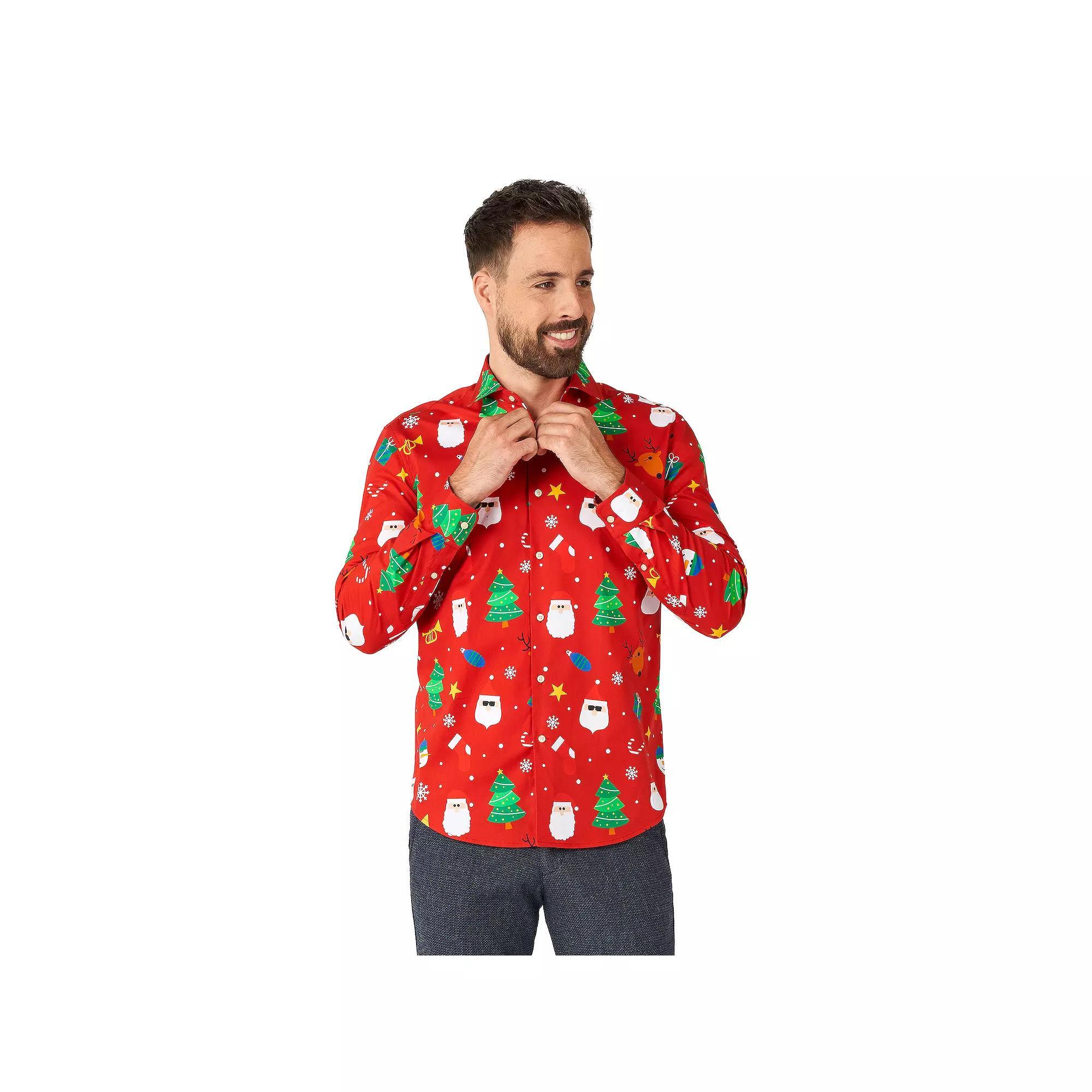 Men's OppoSuits Festivity Christmas Button-Down Shirt, Size: Small, Red Product Image