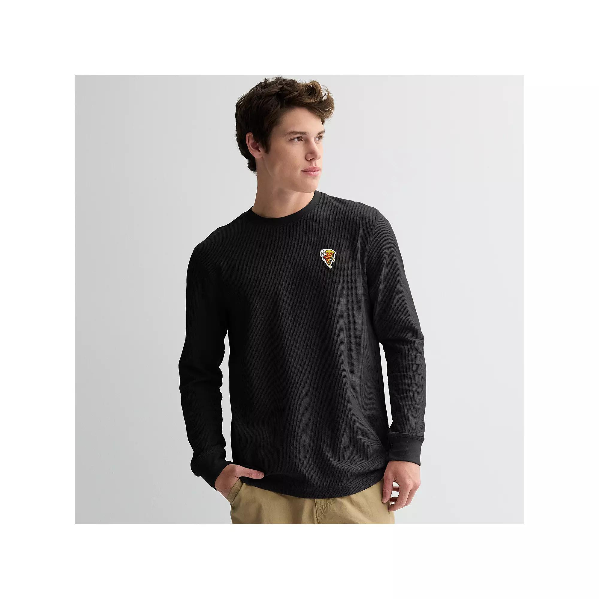 Men's Retrofit Long Sleeve Thermal Patch Tee, Size: XL, Black Product Image
