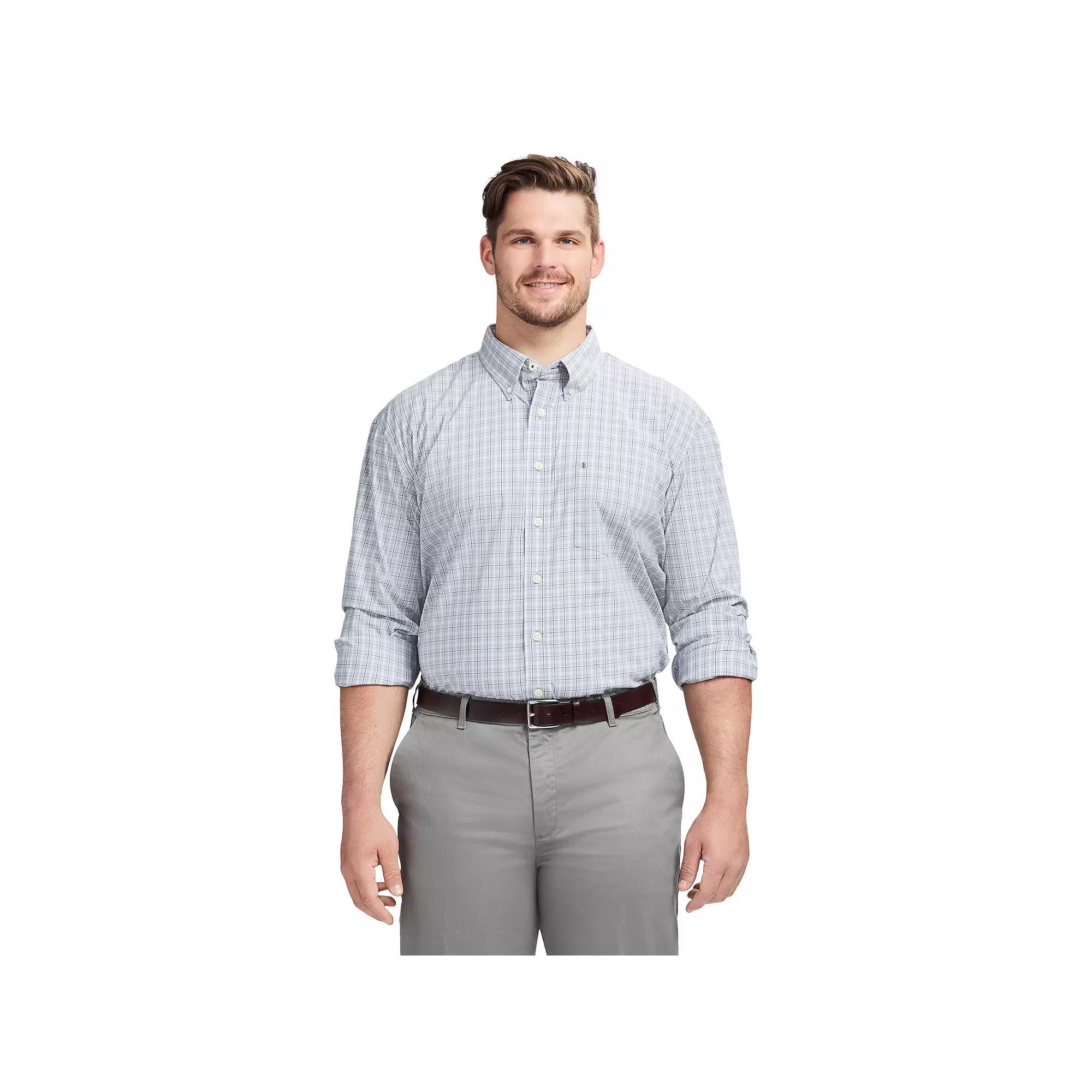 Big & Tall IZOD Performance Long Sleeve Plaid Button Down Shirt, Men's, Size: 3XL Tall, Quarry Product Image