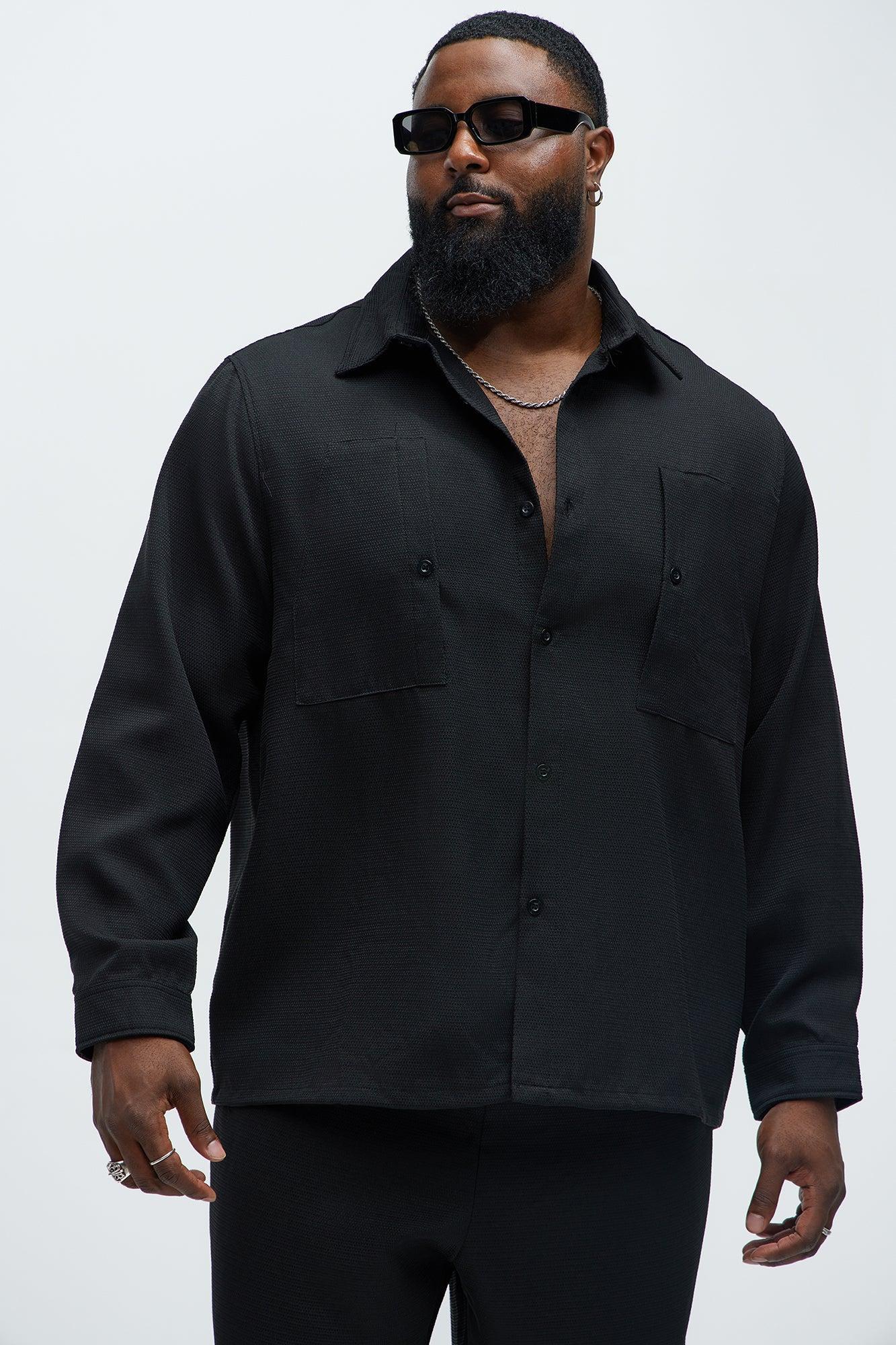 Kerr Textured Button Up Shirt - Black Product Image