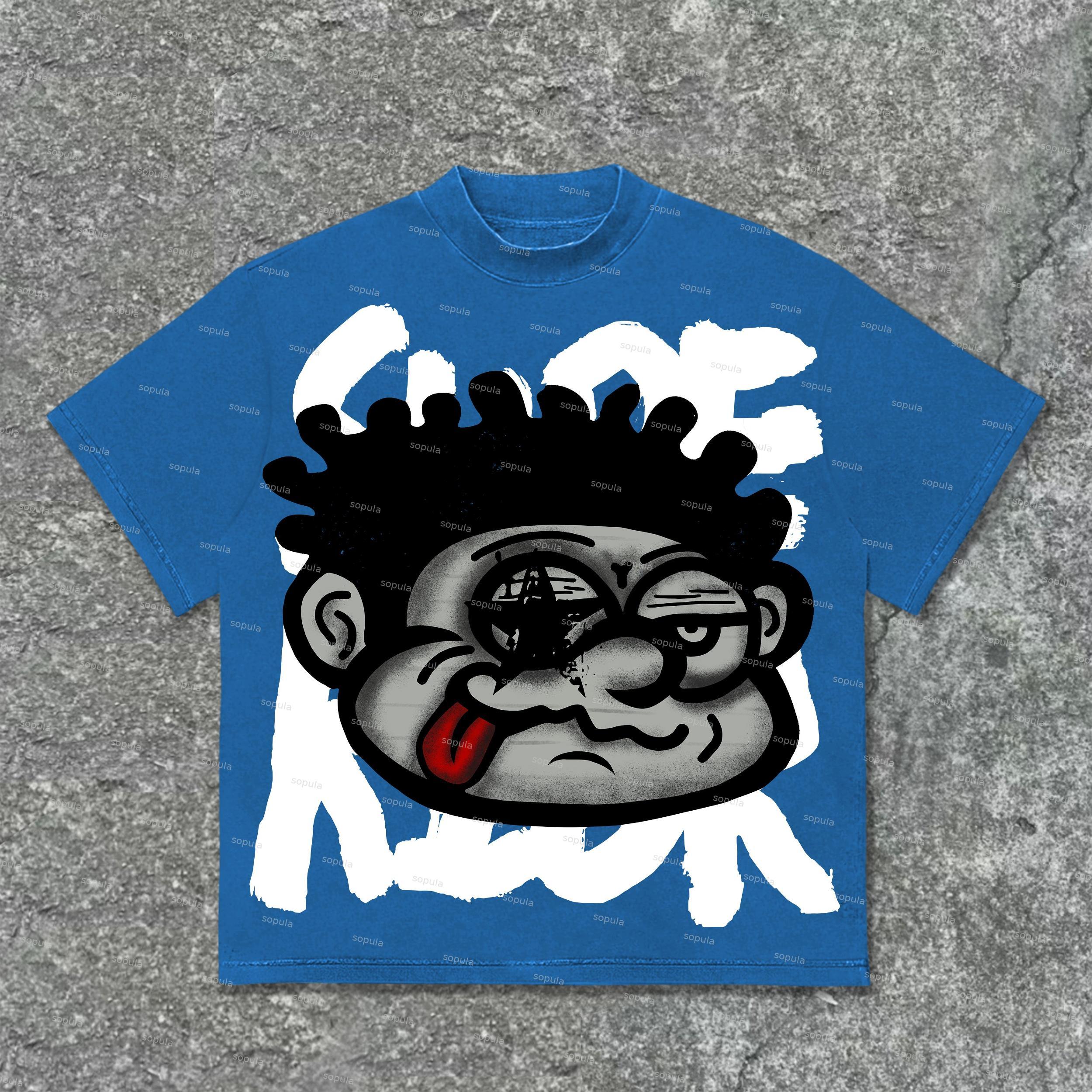 Vintage Big Face Graphic Cotton T-Shirt Product Image