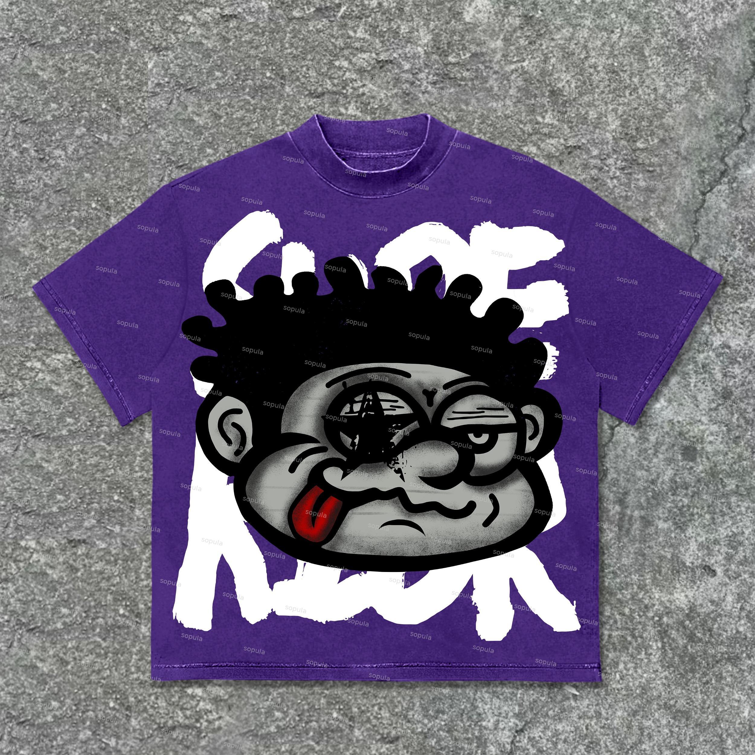 Vintage Big Face Graphic Cotton T-Shirt Product Image